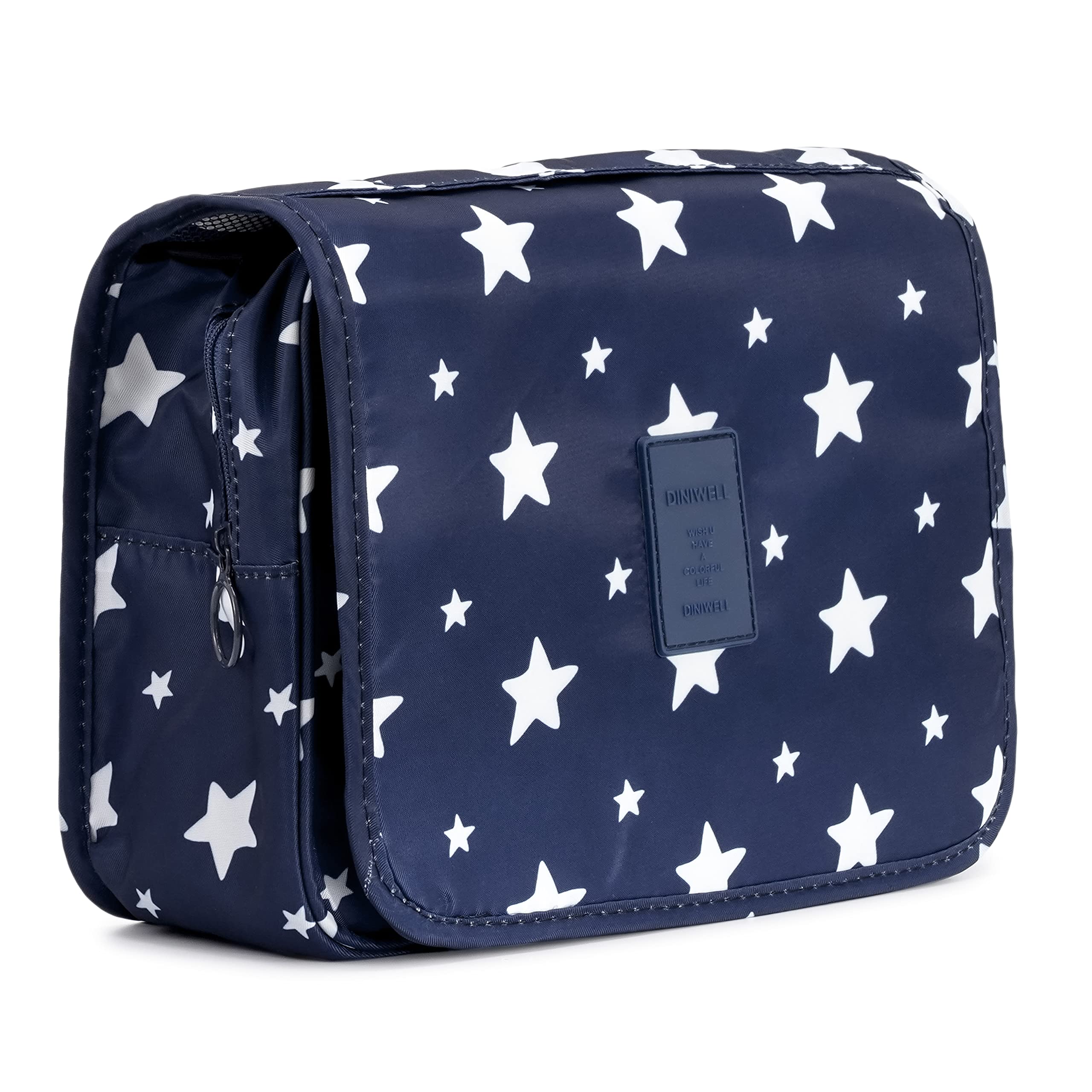L&FY Multifunction Portable Travel Toiletry Bag - Waterproof Cosmetic Makeup Pouch & Wash Organizer for Women & Men - Perfect for Vacation, Camping, Gym (Navy Blue Star)