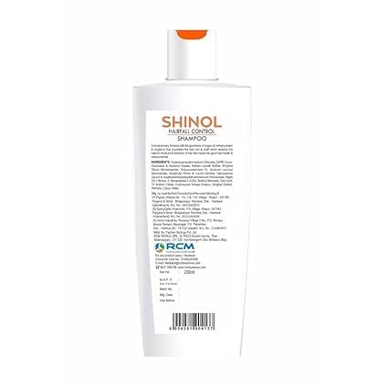Shinol Hair Fall Control Shampoo for Men & Women - 200ml (Pack of 2) - Reduces Hair Loss & Promotes Hair Growth - For Daily Use on Dry, Damaged & Thinning Hair