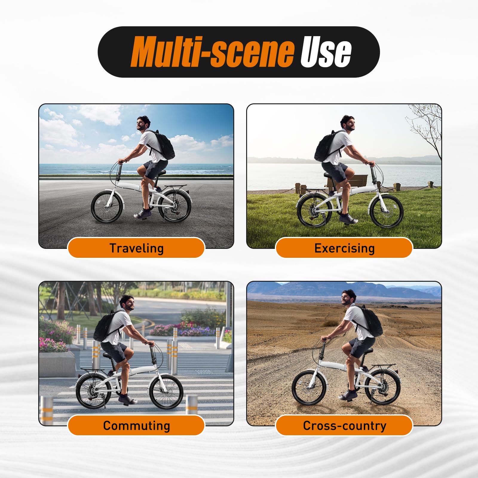 20 Inch 7-Speed Folding Bike for Adults - Dual Disc Brake, Height Adjustable City Bicycle - Perfect for Commuting, Traveling, Camping & Outdoor Exercise