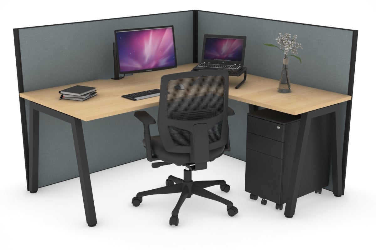 Horizon Quadro A Legs L-Shaped Corner Office Desk - 1800L x 1800W with Cable Management | Modern Home Office & Gaming Desk for Small Spaces