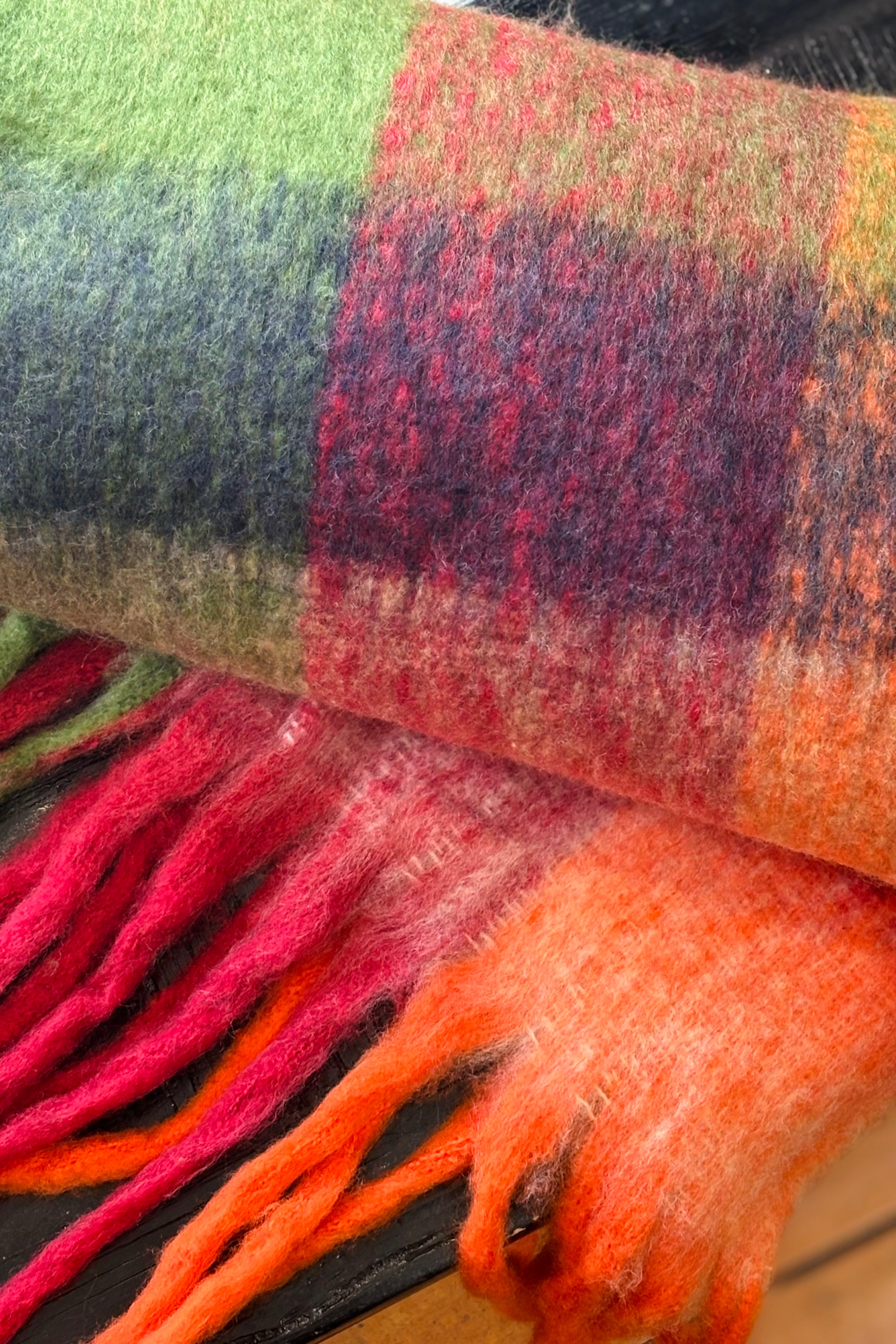 Cruz Scarf - Green & Orange Check Plaid Fashion Scarf for Women & Men - Perfect for Fall, Winter & Outdoor Activities