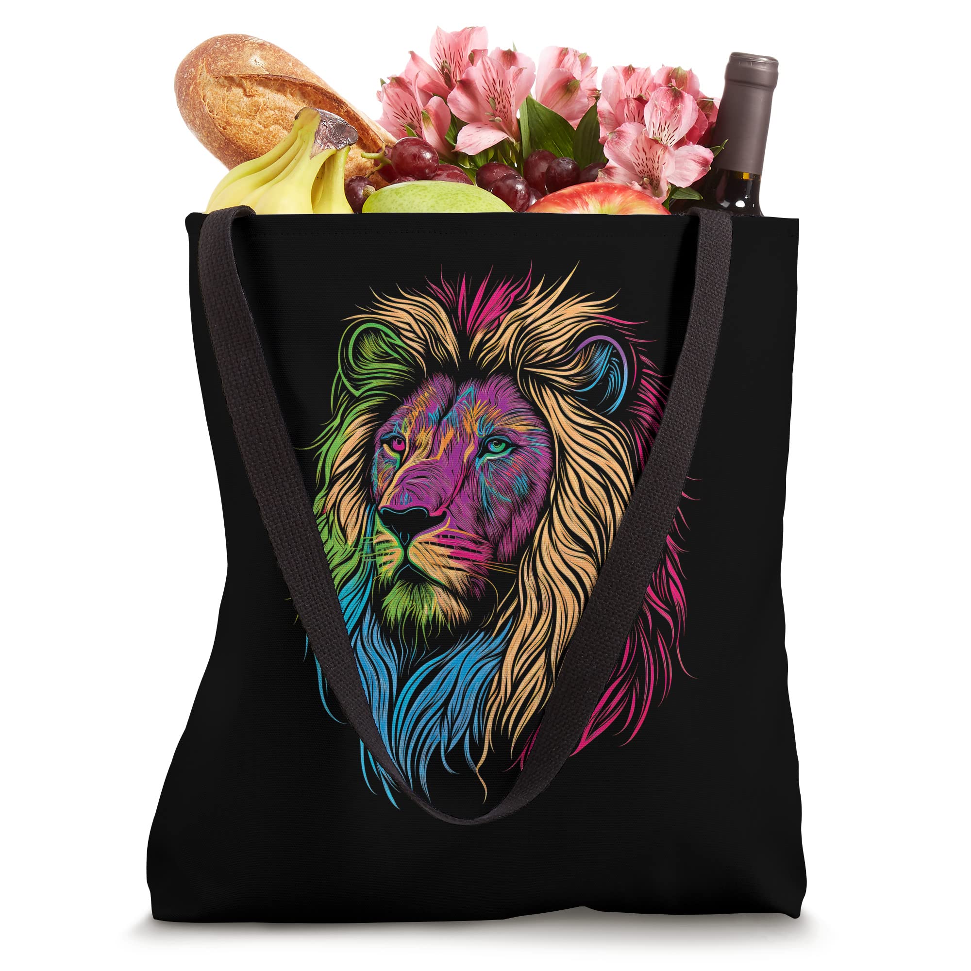 Vibrant Lion Print Tote Bag - Stylish & Durable Canvas Shopping Bag for Women, Beach, Grocery, Work & Travel