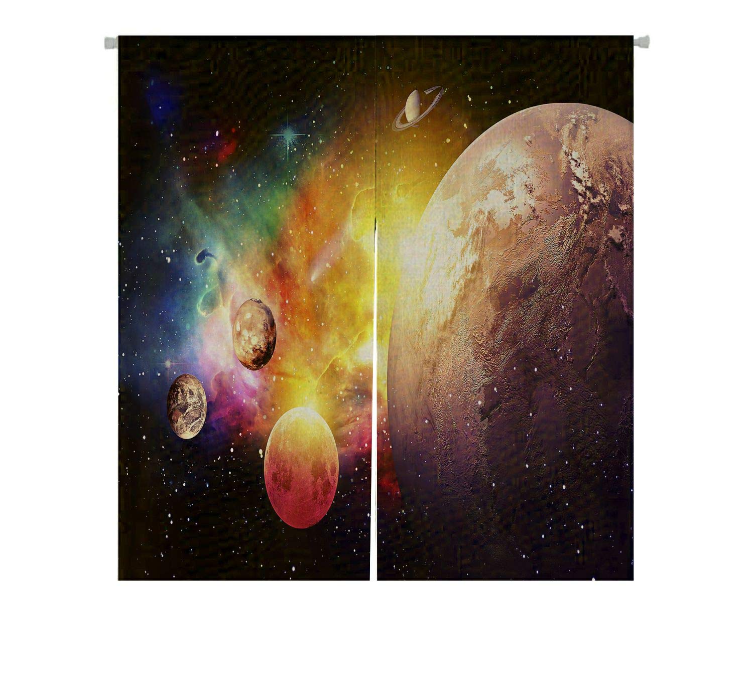 ABPHQTO Japanese Noren Curtain - Planets Galaxy Design, 85x90 cm Cotton Linen Doorway Window Treatment for Home Decor | Perfect for Bedroom, Living Room & Entryway