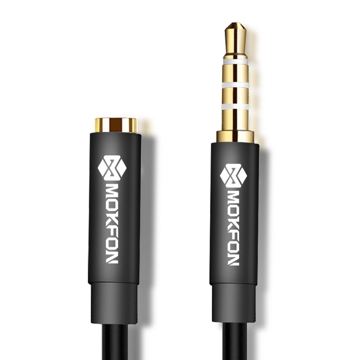 Premium 3.5mm Male to Female Stereo Aux Cable - 4 Pole Audio Adapter for Headphones, Phone, Tablet, PC, PS4 - 6.5ft Black Auxiliary Cord for Home, Office, Gaming & Car Audio Systems