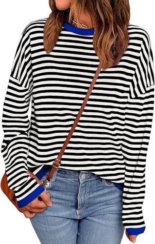 Black White Striped With Blue