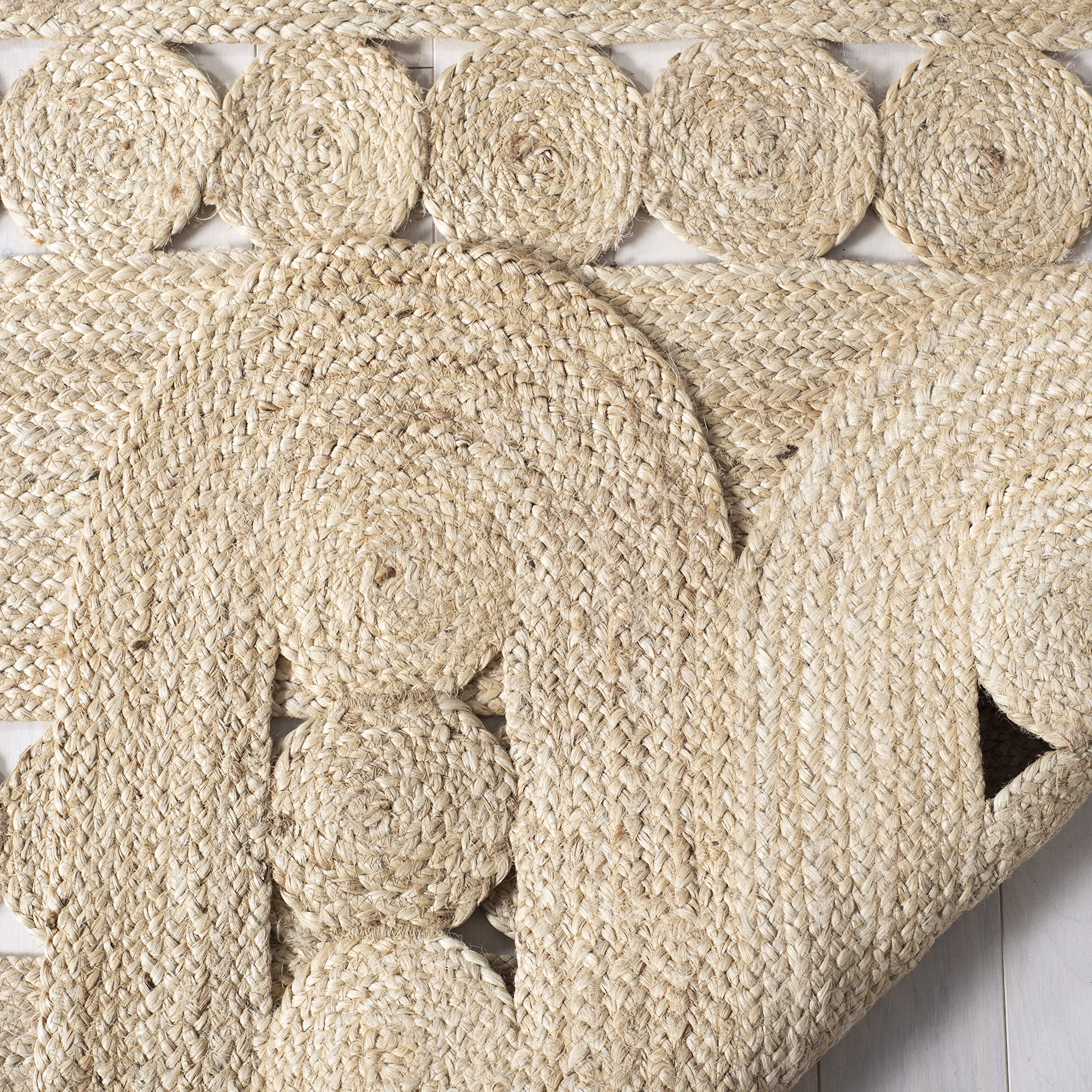 SAFAVIEH Handmade Braided Jute Area Rug 8' x 10' - Natural Fiber Farmhouse Rug for Living Room & Bedroom | Ivory Woven Rug for High Traffic Areas | Durable & Stylish Home Decor for Cozy Spaces