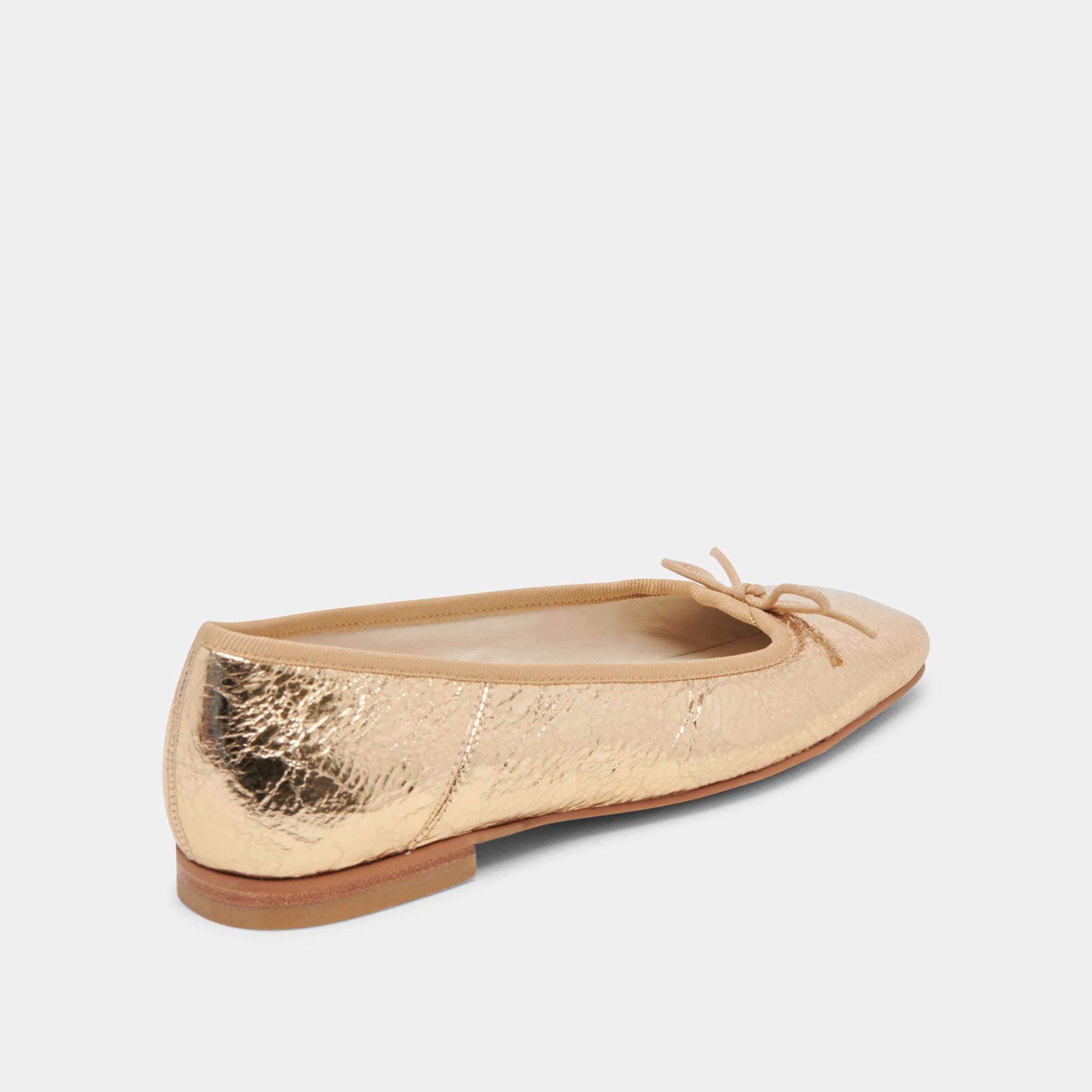 ANISA Distressed Leather Ballet Flats for Women - Gold Comfortable Slip-On Shoes for Casual Wear, Office & Dancing