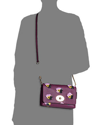 Coach Floral Applique Leather Crosstown Crossbody Bag for Women | Stylish & Compact Everyday Purse for Work, Travel & Shopping