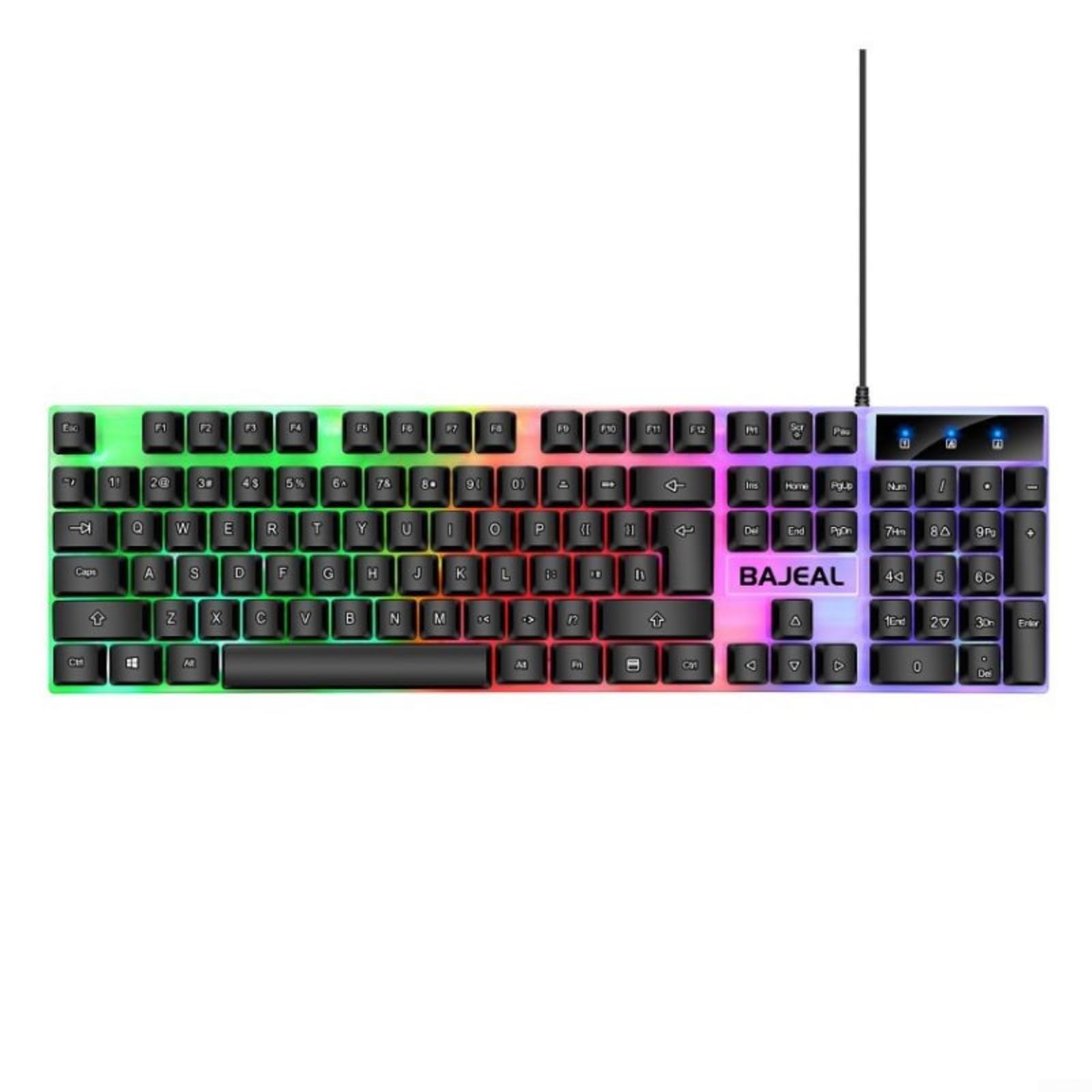 BlissfulAbode Wired Mechanical Gaming Keyboard with 7-Color RGB Backlighting - 104 Key Anti-Ghosting Keyboard for PC Gamers (Black) | Perfect for FPS, MMO & Esports Gaming