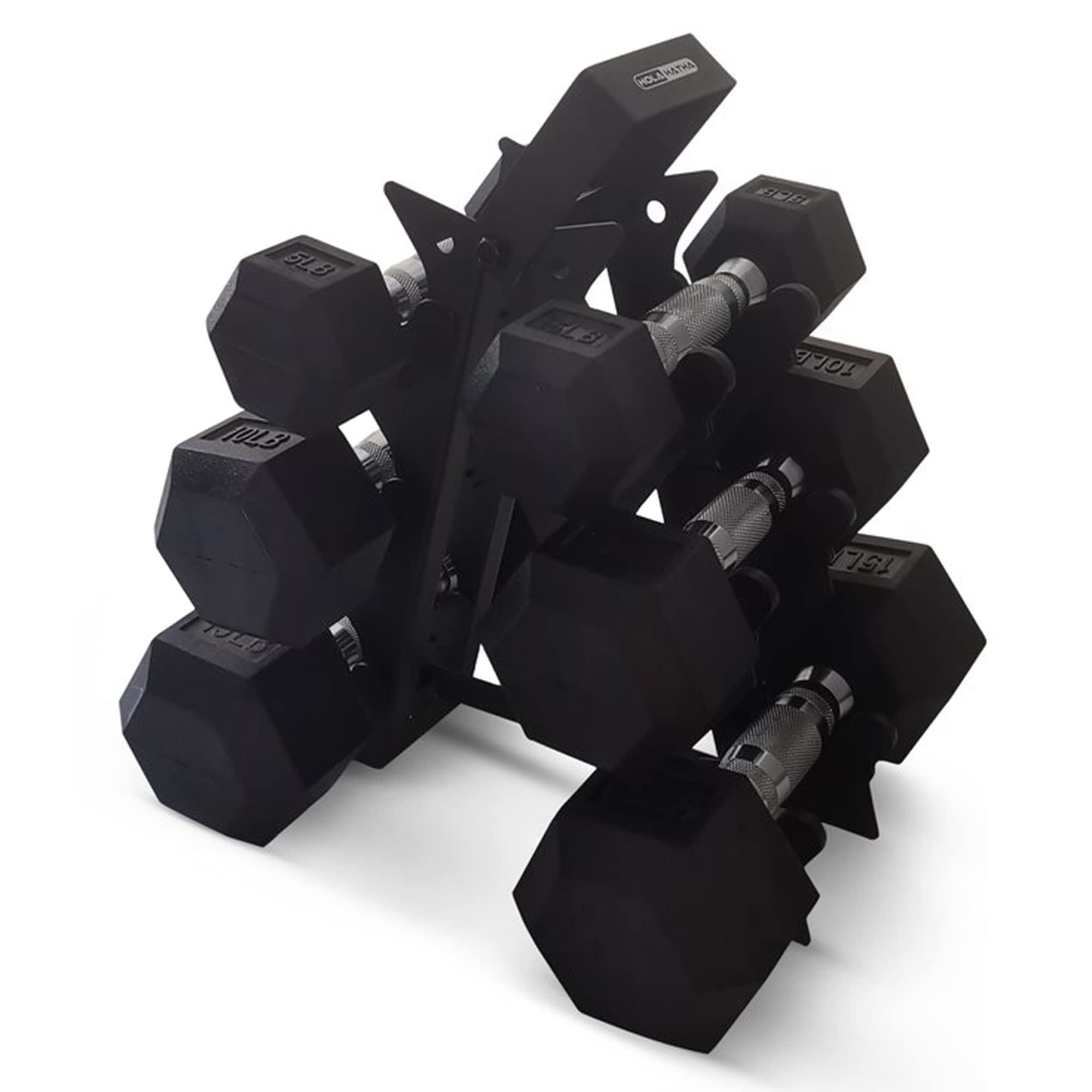 Hexagonal Dumbbell Set with Storage Rack - 6-Piece Free Weights for Home Gym, Strength Training & Fitness Workouts - Perfect for CrossFit, HIIT, and Muscle Building Exercises