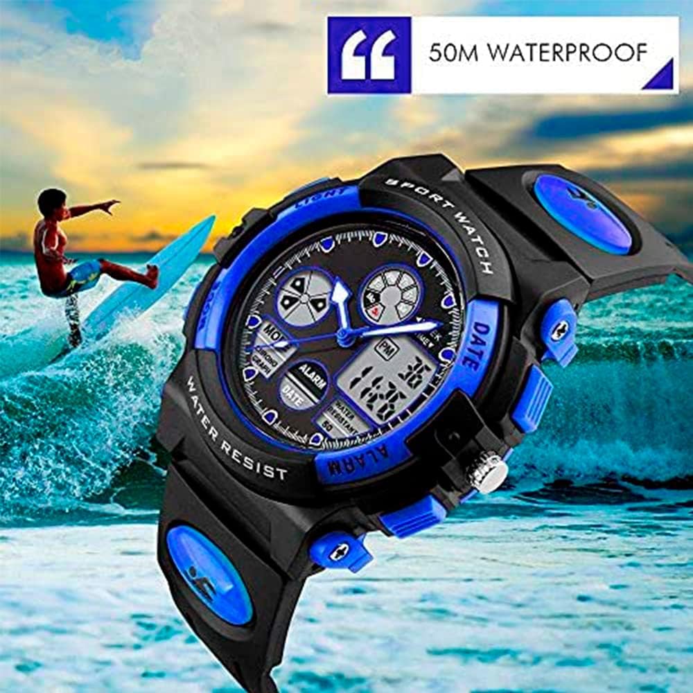 PASNEW Digital Sports Watch with LED Alarm, Calendar, Luminous Dials - Waterproof Outdoor Watch for Running, Hiking & Swimming