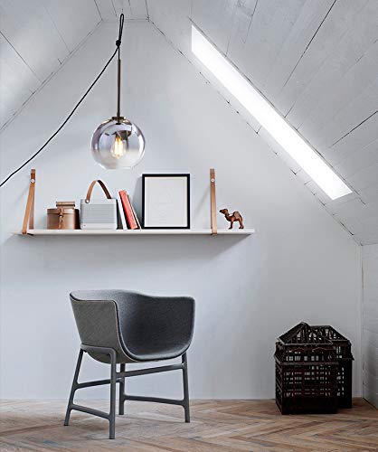 Nordic Modern Silver Pendant Light - 15 ft Black Cord with Plug-in Dimmer Switch, E26 Lampholder for Bedroom, Loft, Lounge (Bulb Not Included) | Elegant Ceiling Lighting for Dining Room, Kitchen Island & Living Room Decor