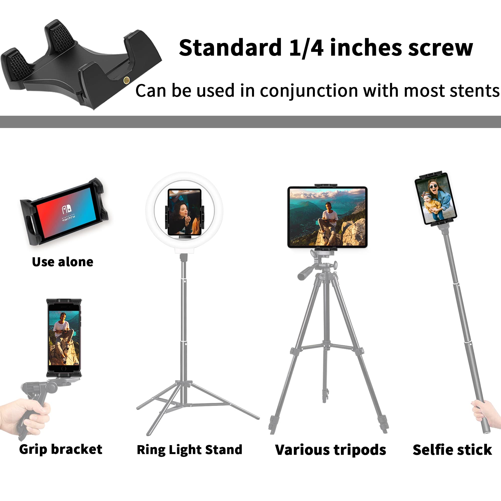 4.7-12.9 Inch Universal Tablet Ball Mount Clip with Gooseneck Stand - Heavy Duty iPad Pro 12.9 Holder, Compatible with Most Tablets - Perfect for Bed, Desk, Kitchen & Car Use