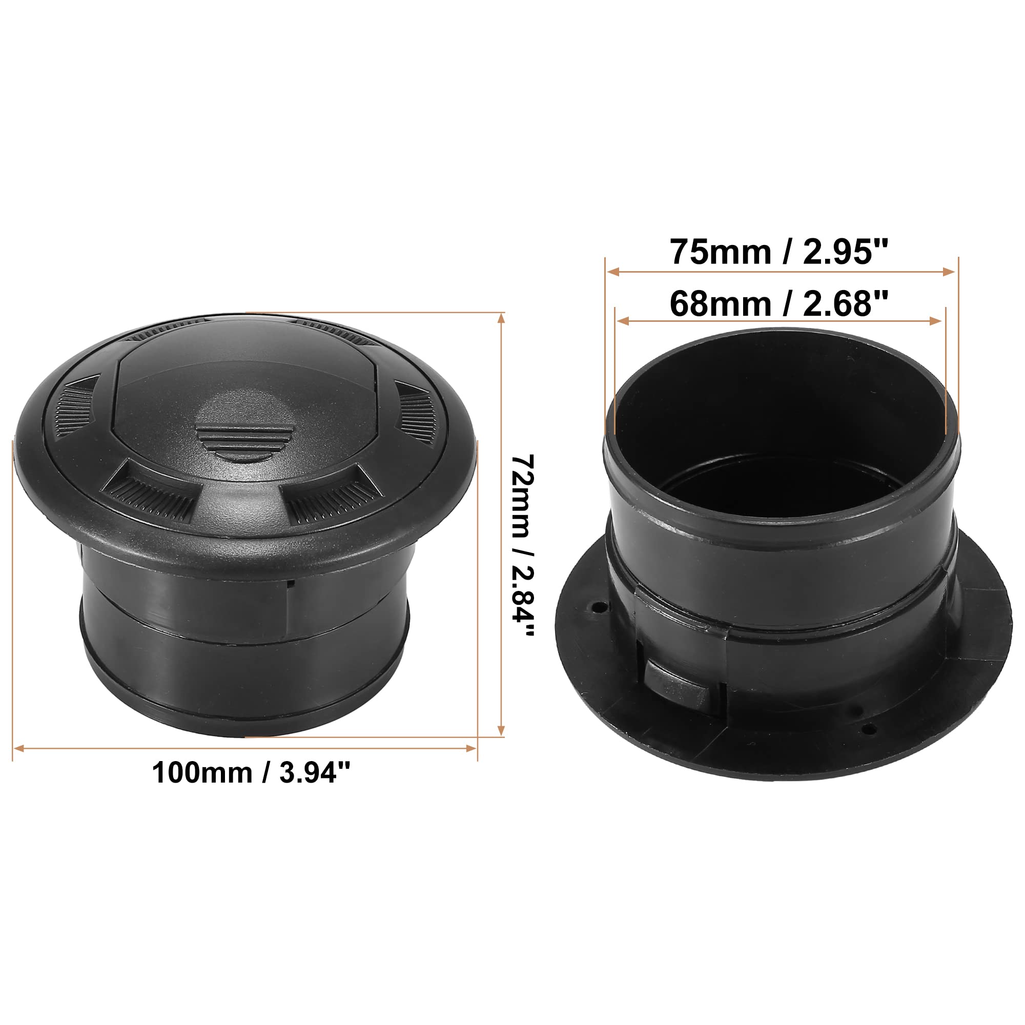 Universal 75mm Black Air Vent Deflector for Car & RV AC - Adjustable Louvered Outlet Without Grille - Perfect for Directing Warm/Cool Air Flow in Vehicles & Campers