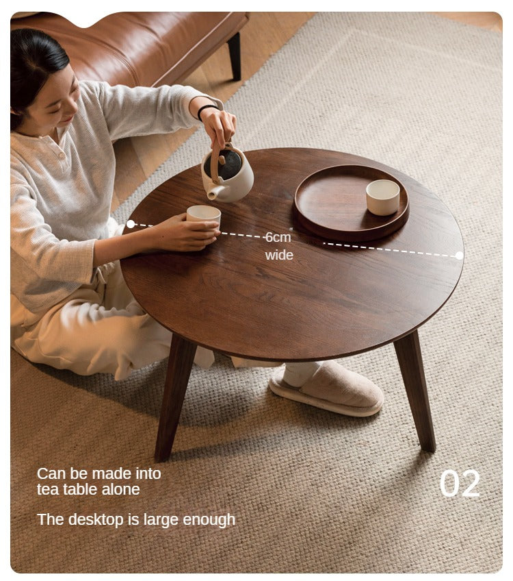 Solid Walnut Round Coffee Table - Natural Wood Dining Table for Living Room, Office, or Lounge - Stylish and Durable Home Decor