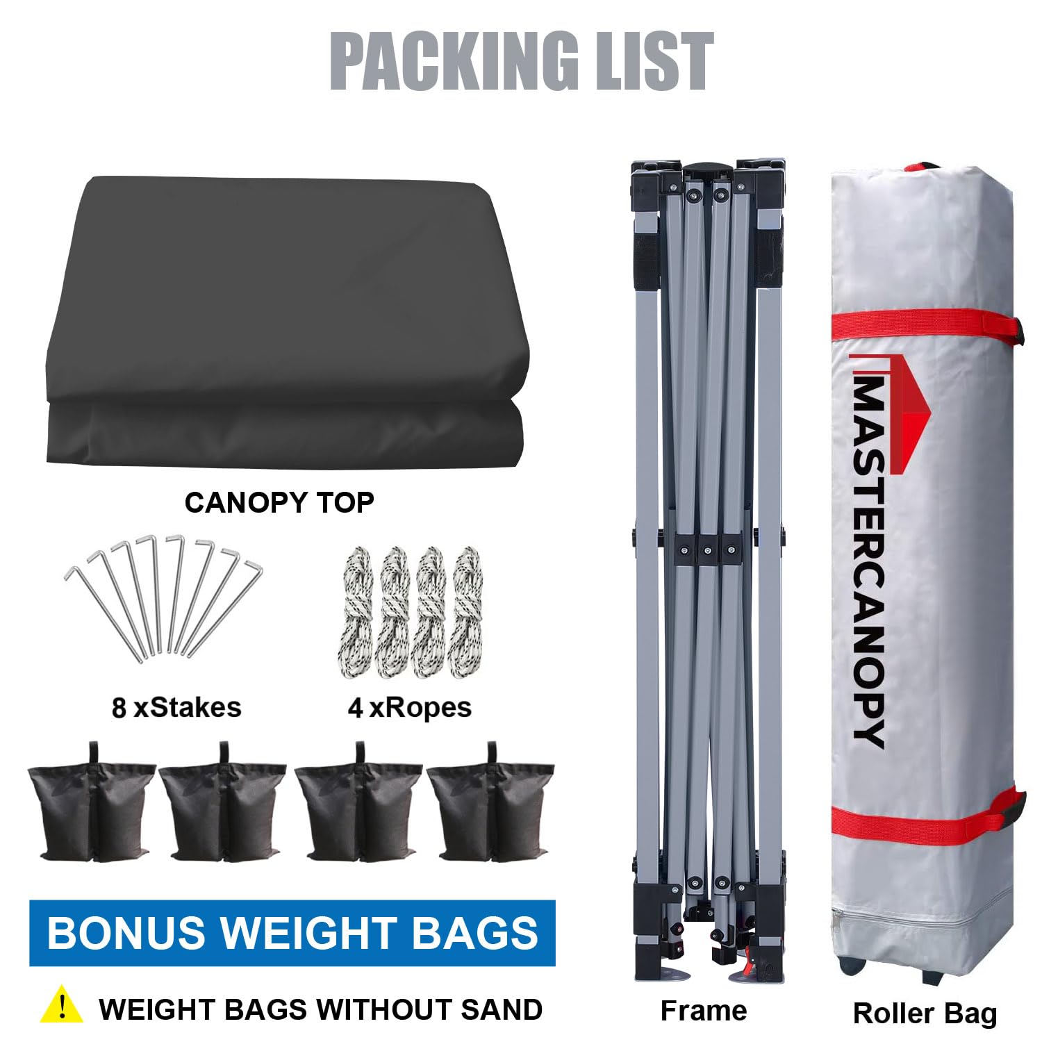 MASTERCANOPY 8x8 Pop Up Canopy Tent - Heavy Duty Portable Instant Shelter with Carry Bag, Dark Grey - Perfect for Outdoor Events, Camping, Beach & Backyard Parties