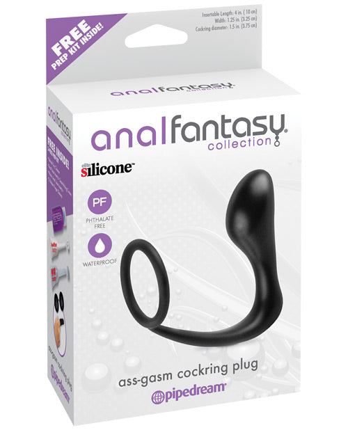 Anal Fantasy Collection - Black 4in Ass Gasm Cock Ring Plug for Enhanced Pleasure & Couples Play - Perfect for BDSM, Roleplay & Spicing Up Your Sex Life