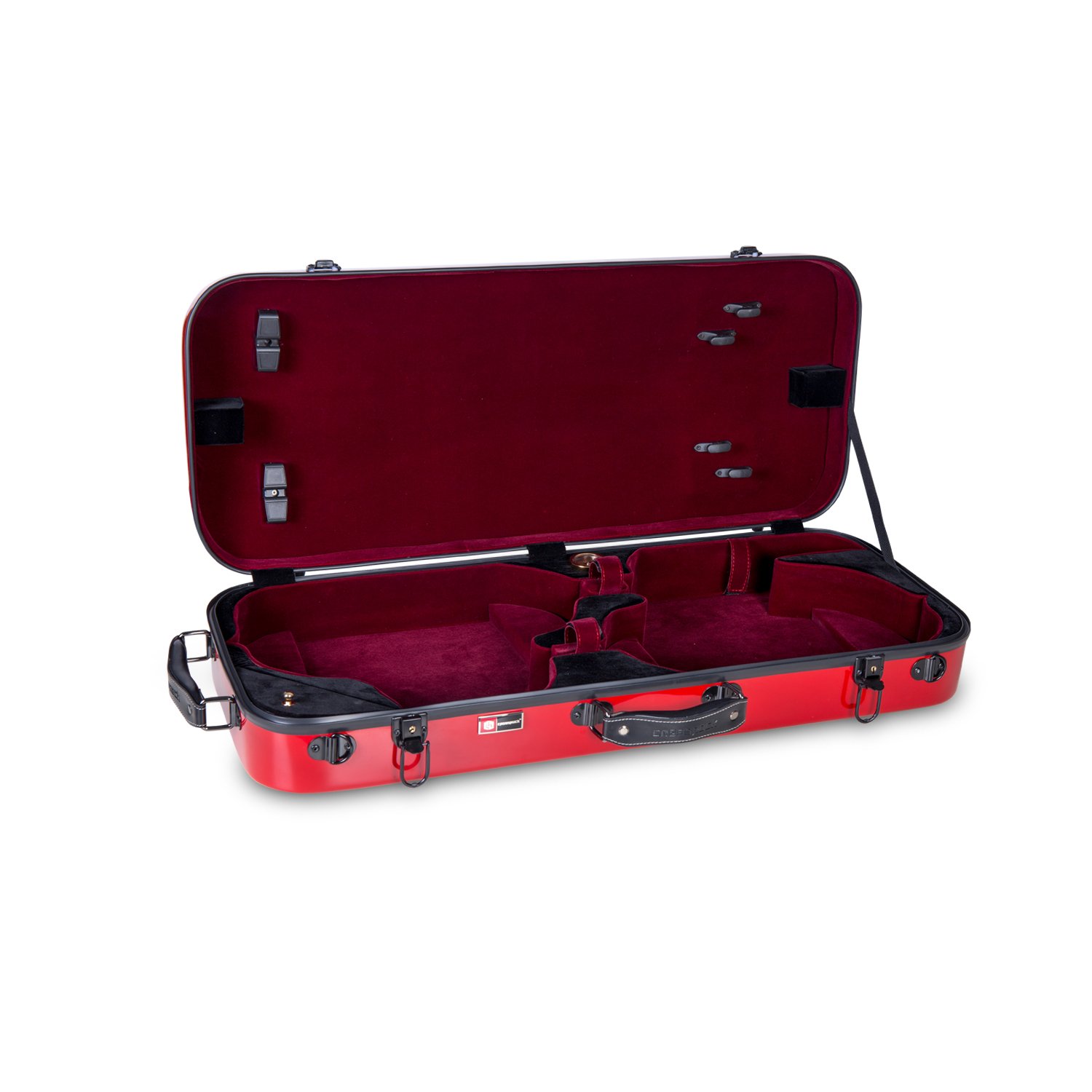 Crossrock CRF1000DVRD Red Fiberglass Double Violin Case - Backpack Style for 2 Full Size 4/4 Violins | Durable Protection for Travel, Performances & Music Lessons