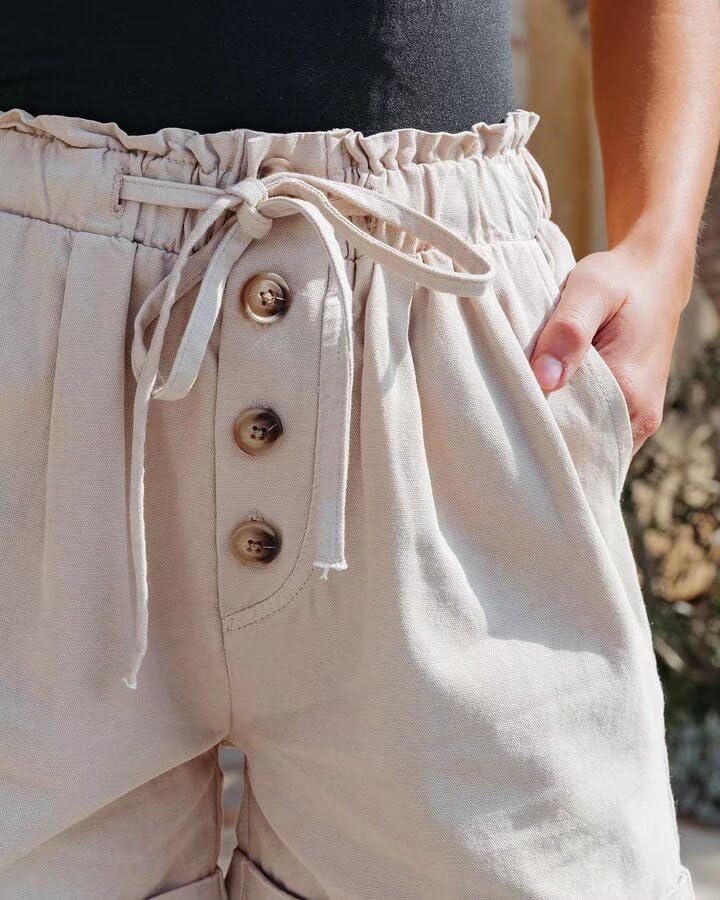 FEKOAFE Women's High Waist Cotton Shorts with Drawstring - Comfy Summer Casual Shorts for Women 2025 Trendy Fashion (Sizes S-2XL) - Perfect for Beach, Gym, Yoga & Everyday Wear