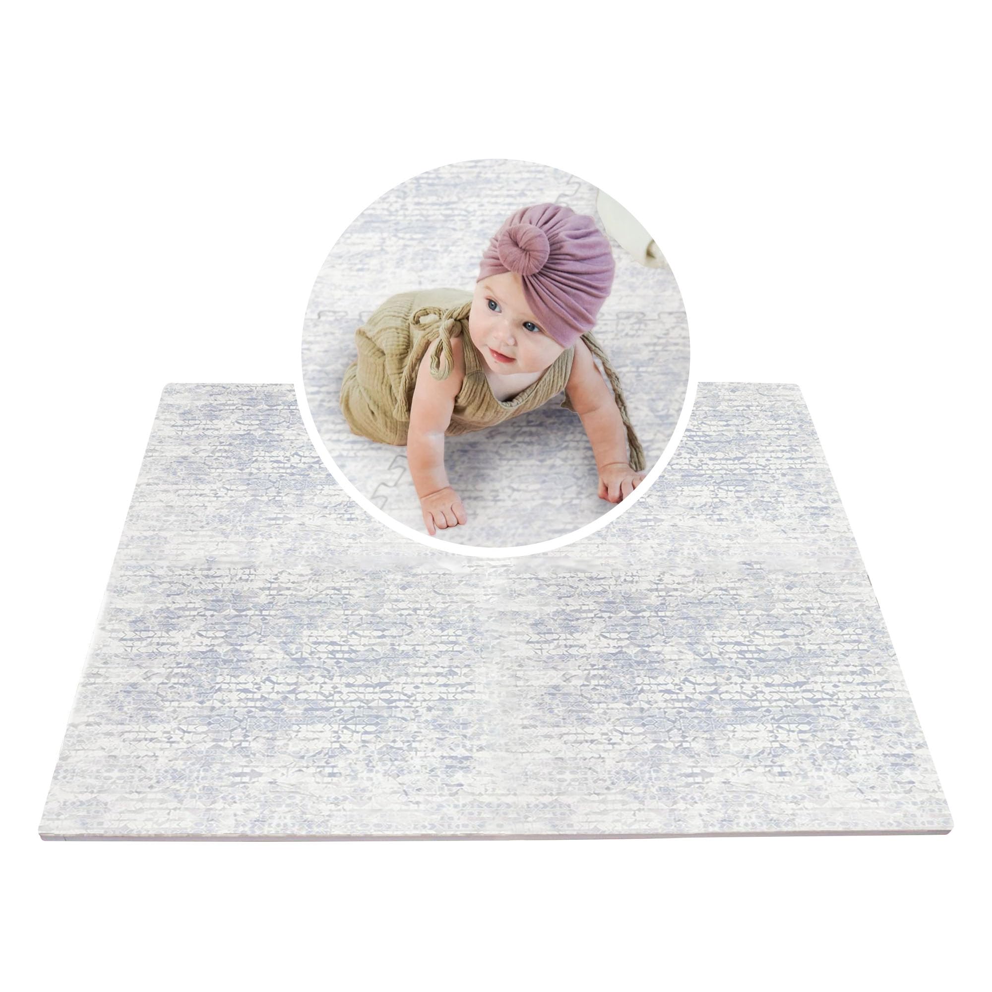Non-Toxic Baby Play Mat - EVA Foam Tummy Time Floor Mat | Soft, Lightweight & Stackable | PVC-Free, Large 6x8 ft Moonstone Grey | Perfect for Nursery, Playroom & Daycare Use