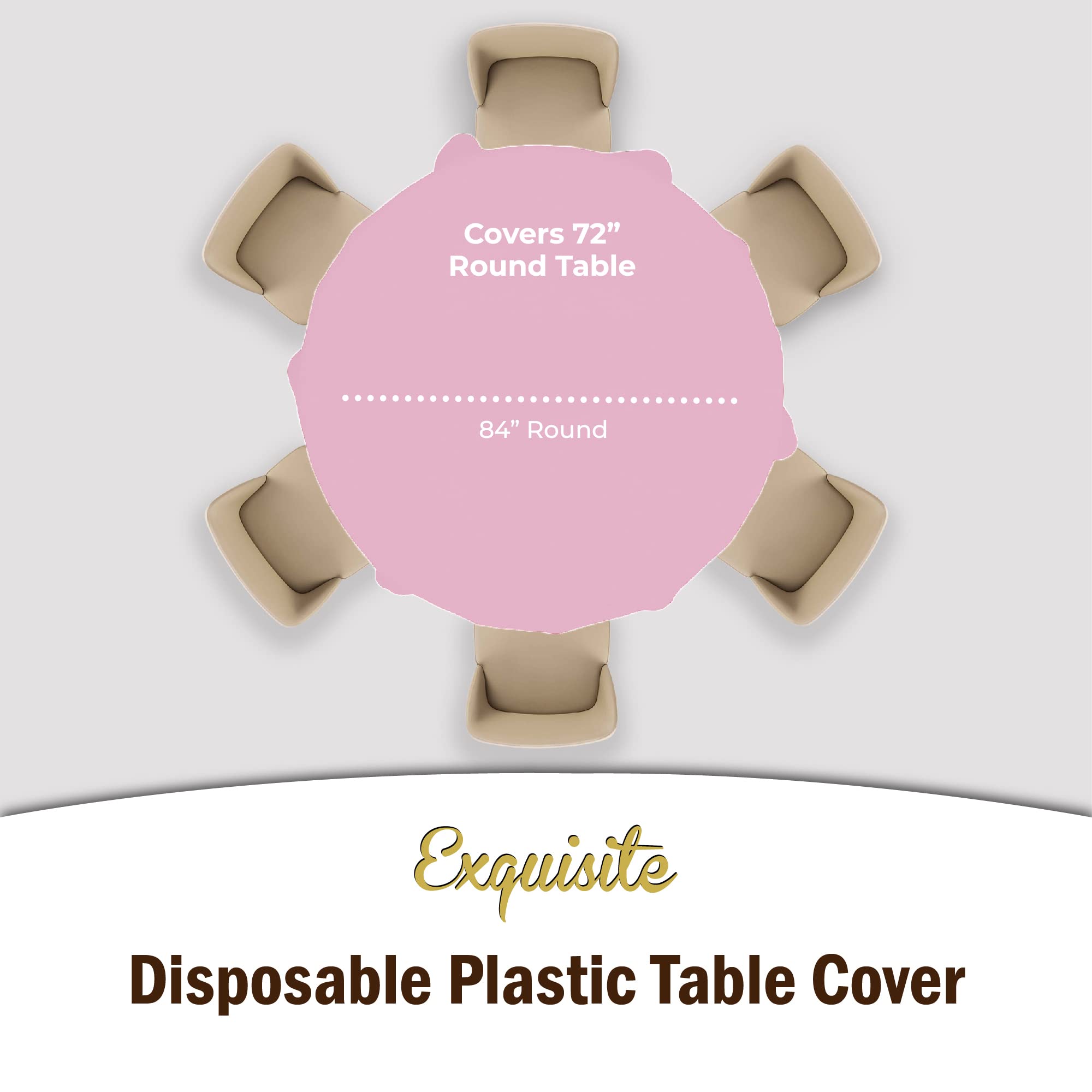 Premium 12-Pack 84-Inch Round Plastic Tablecloths - Waterproof Disposable Table Covers for Parties, Weddings & Events (Pink) - Elegant Dining & Outdoor Decor