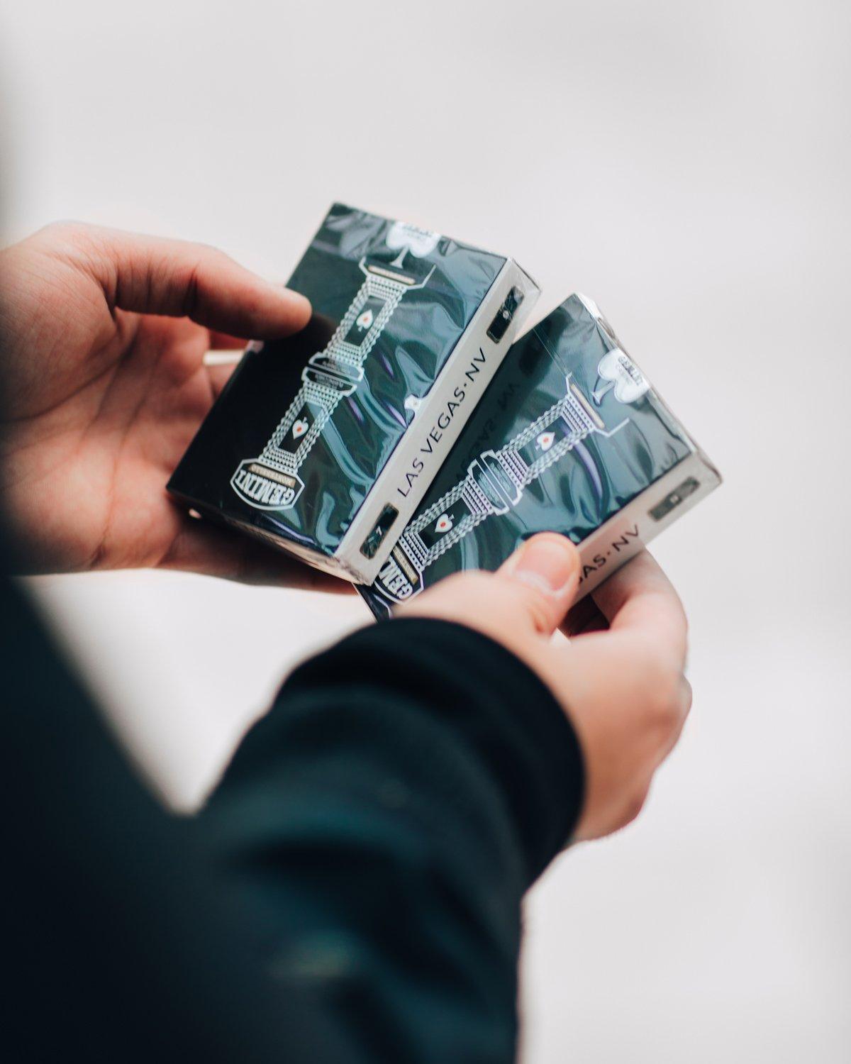 Premium Black Gemini Casino Playing Cards - 2 Decks of High-Quality Plastic Coated Cards for Poker, Blackjack, and Magic Tricks - Perfect for Game Nights, Casino Parties, and Professional Cardistry