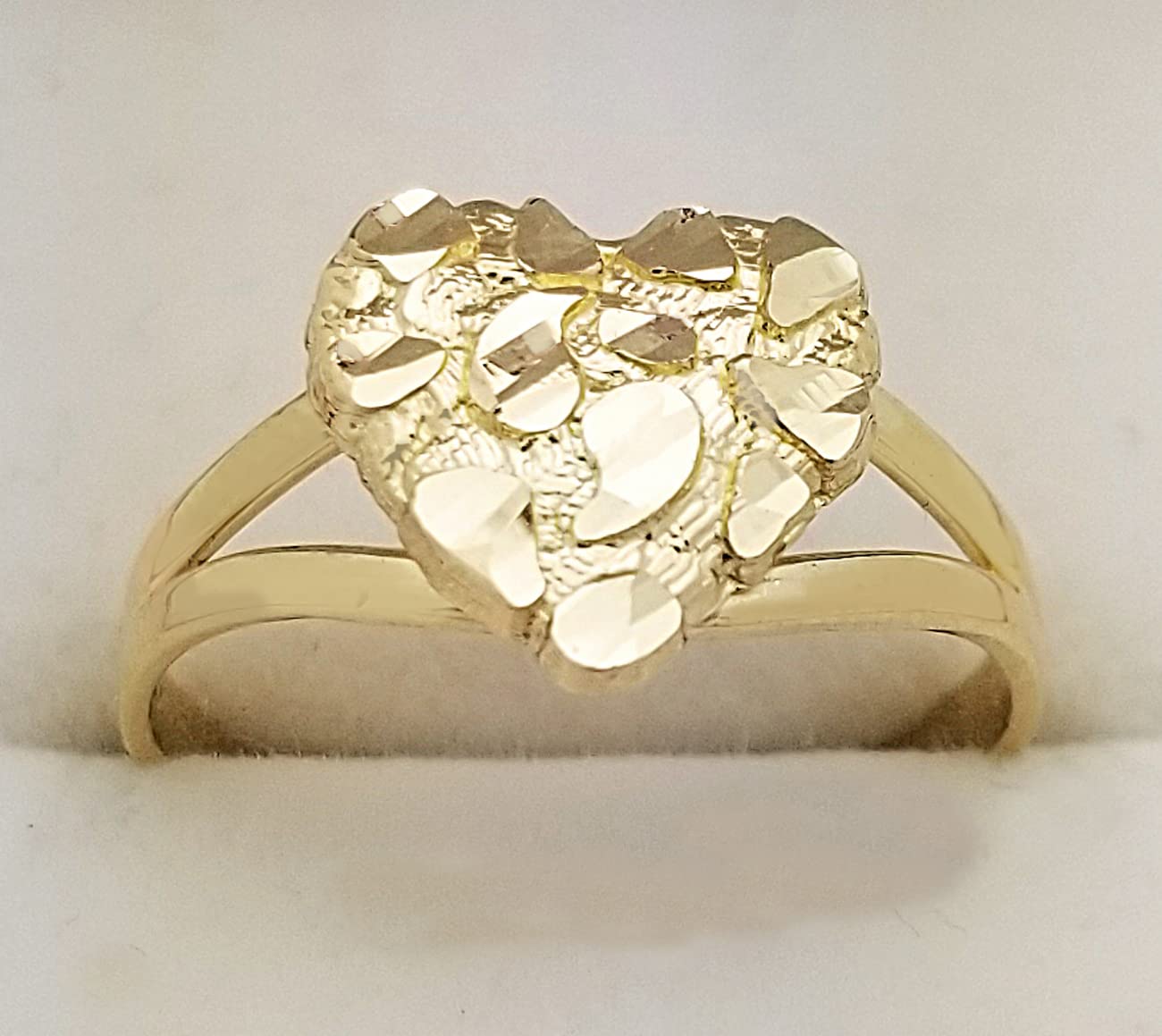10K Solid Gold Nugget Heart Ring for Women - Elegant & Durable Gold Jewelry - Perfect for Valentine's Day, Anniversary & Romantic Gifts