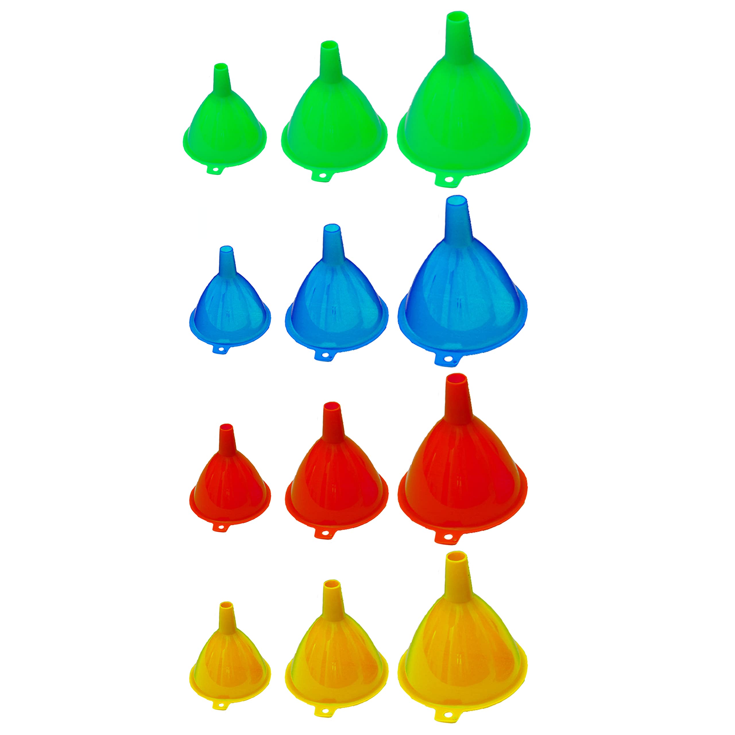 3-Piece Funnel Set for Garden, Kitchen, Garage & Auto - Durable Plastic Funnels for Water, Engine Oil & Fluids Transfer - Ideal for DIY, Cooking, Car Maintenance & Household Use