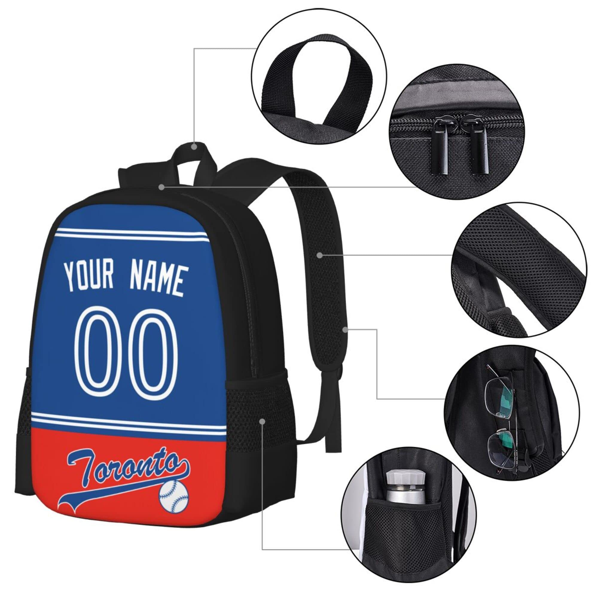 ANTKING Toronto Backpack - High Capacity Customizable Name & Number Backpack for Kids, Men & Sports Fans | Perfect for School, Travel & Game Day