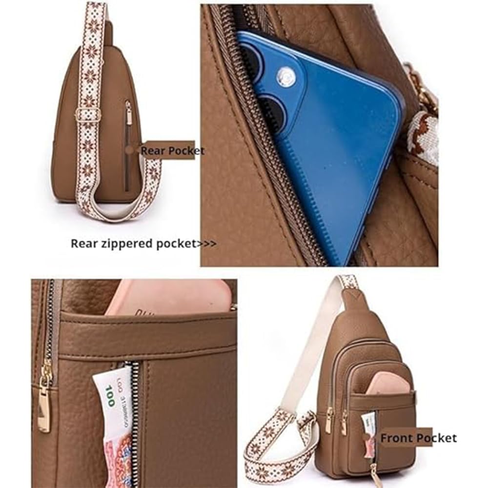 Women's Leather Crossbody Bag - Stylish Zipper Fanny Pack for Travel Essentials & Everyday Use | Perfect for Hiking, Shopping & Casual Outings