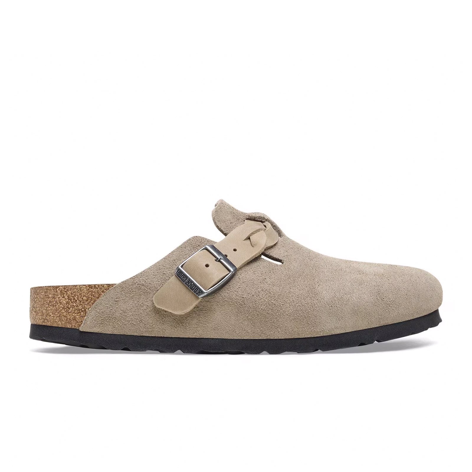 Birkenstock Boston Braid Narrow Clog for Women - Taupe Suede Comfort Shoes | Perfect for Casual Wear, Home & Office