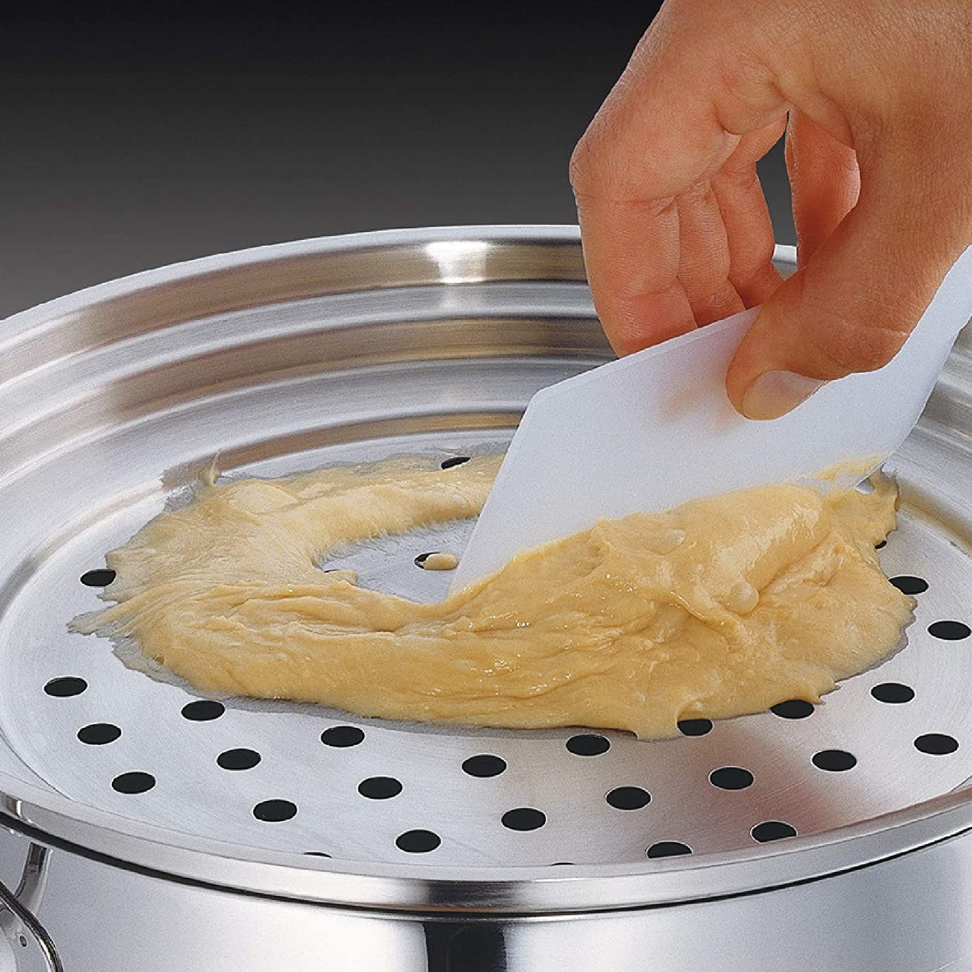 Stainless Steel Spaetzle Maker with Lid and Scraper - German Dumpling & Noodle Press for Homemade Pasta - Perfect for Kitchen, Restaurant & European Cuisine Lovers