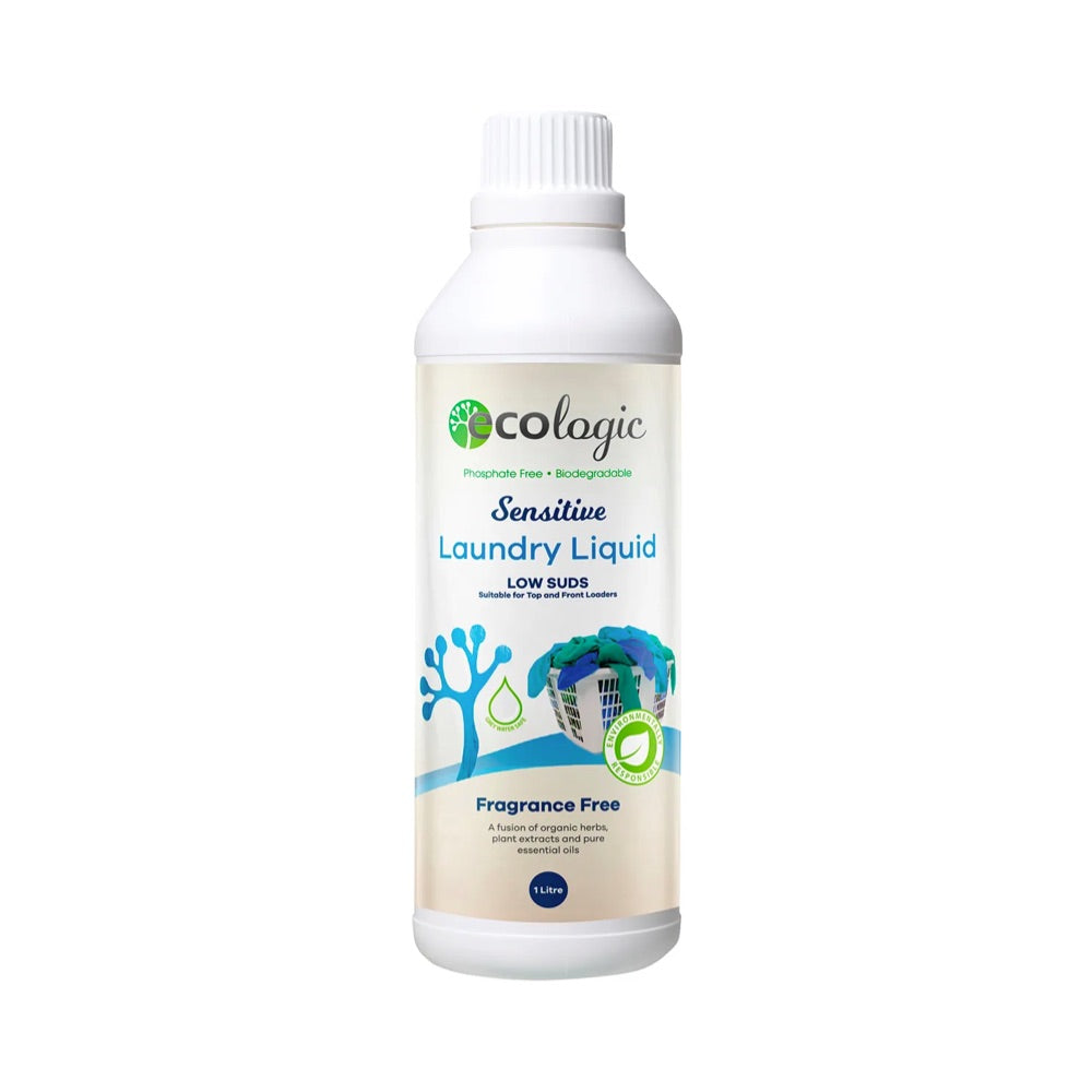 ECOLOGIC Hypoallergenic Laundry Detergent Liquid for Sensitive Skin - 1L Bottle | Gentle & Eco-Friendly for Babies, Kids & Allergy Sufferers - Perfect for Delicate Fabrics & Everyday Washing