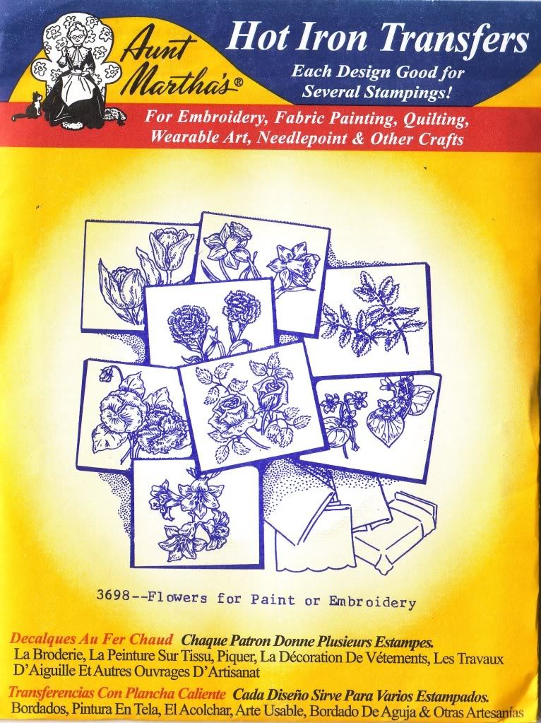 Aunt Martha's Hot Iron Embroidery Transfer Patterns - Floral Designs for Fabric Painting & Embroidery - Perfect for DIY Home Decor, Quilting, and Craft Projects