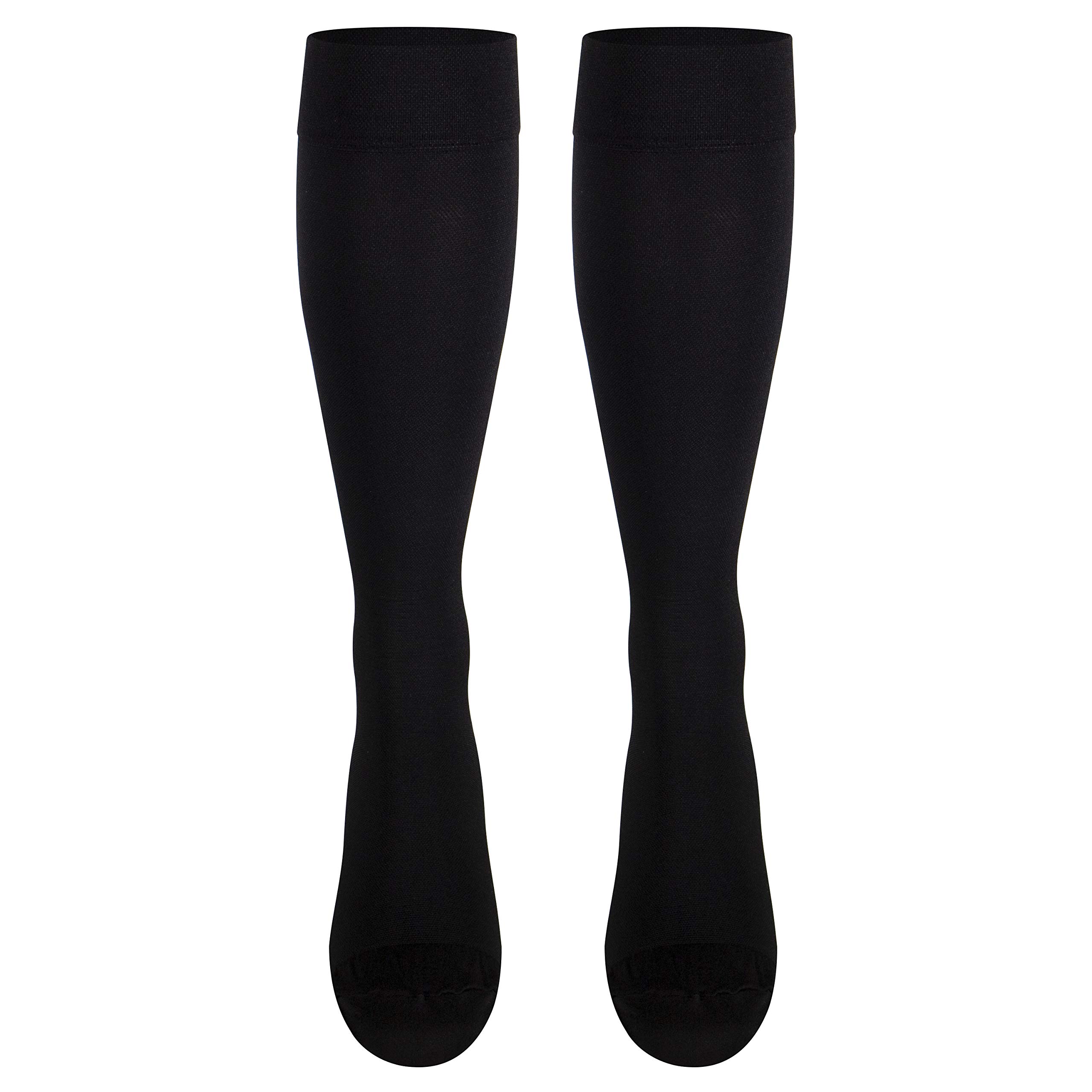 NuVein Medical Compression Stockings 15-20 mmHg - Knee High Support Socks for Women & Men - Closed Toe Black Medium - Ideal for Travel, Varicose Veins & Circulation Support