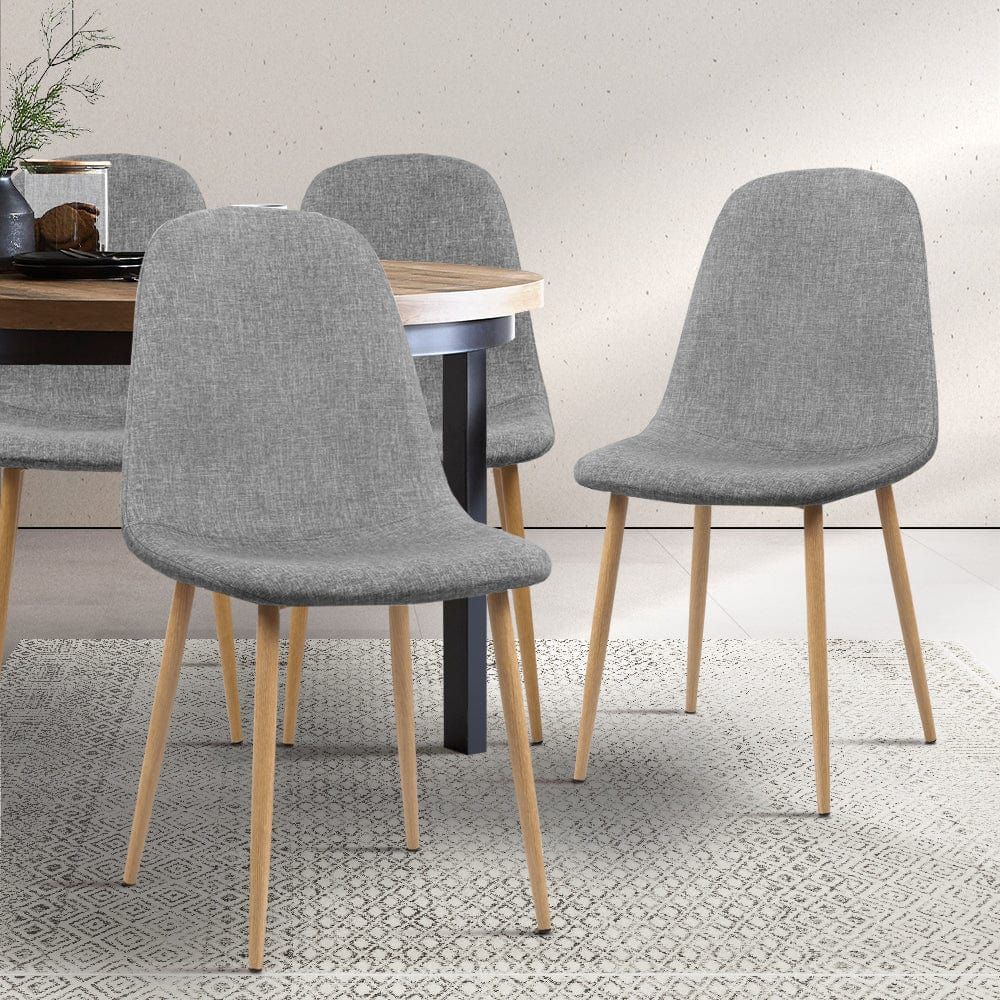 Adamas Fabric Dining Chairs Set of 4 - Light Grey Modern Upholstered Chairs for Dining Room, Kitchen, and Breakfast Nook