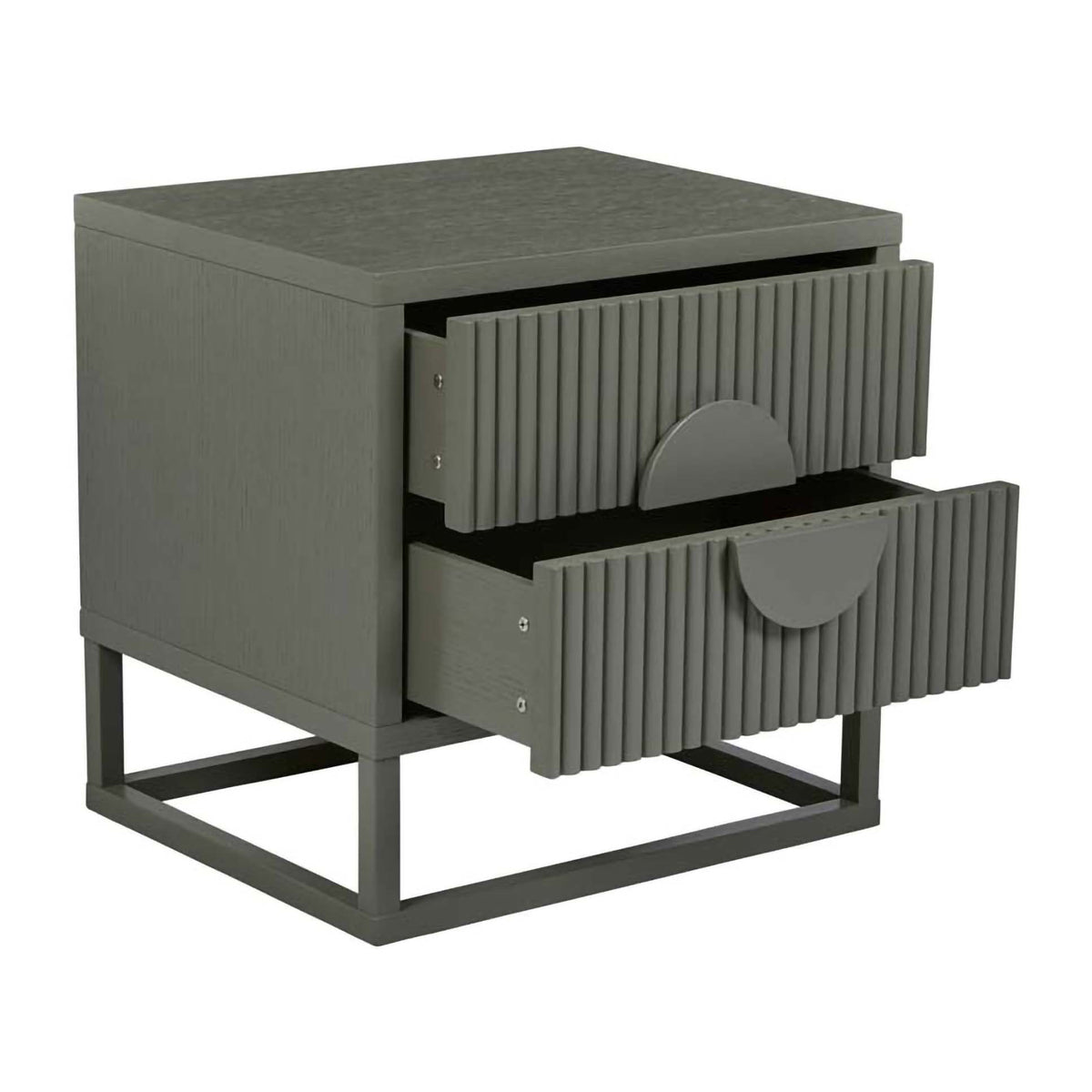 Benjamin Ripple Bedside Table - Modern Nightstand with Storage Shelf & USB Port - Perfect for Bedroom, Living Room, or Office Use