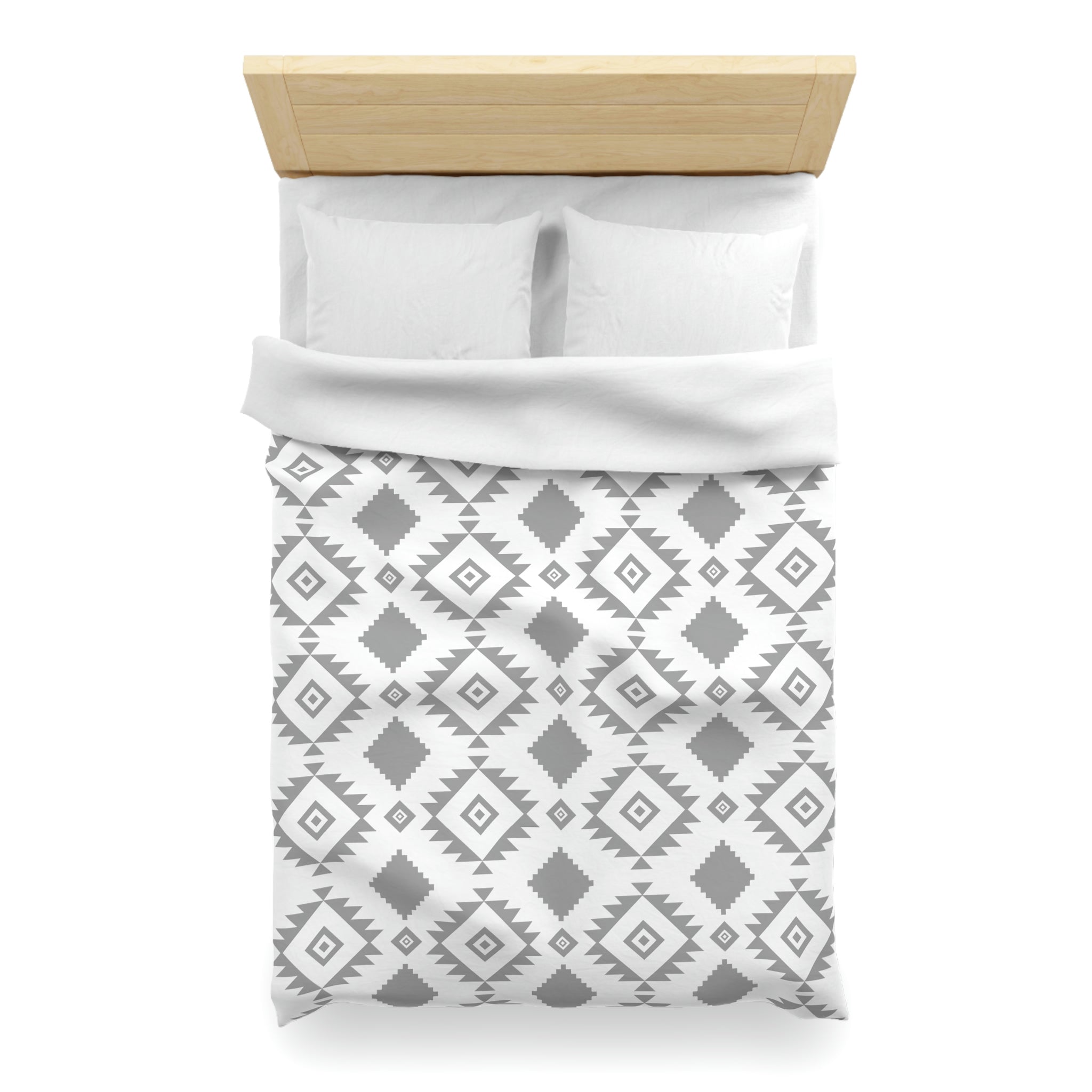 Southwest Style White & Gray Microfiber Duvet Cover Set - Soft Bedding Comforter Cover for Cozy Bedroom Decor | Perfect for Guest Rooms, Master Bedrooms & Dorm Essentials