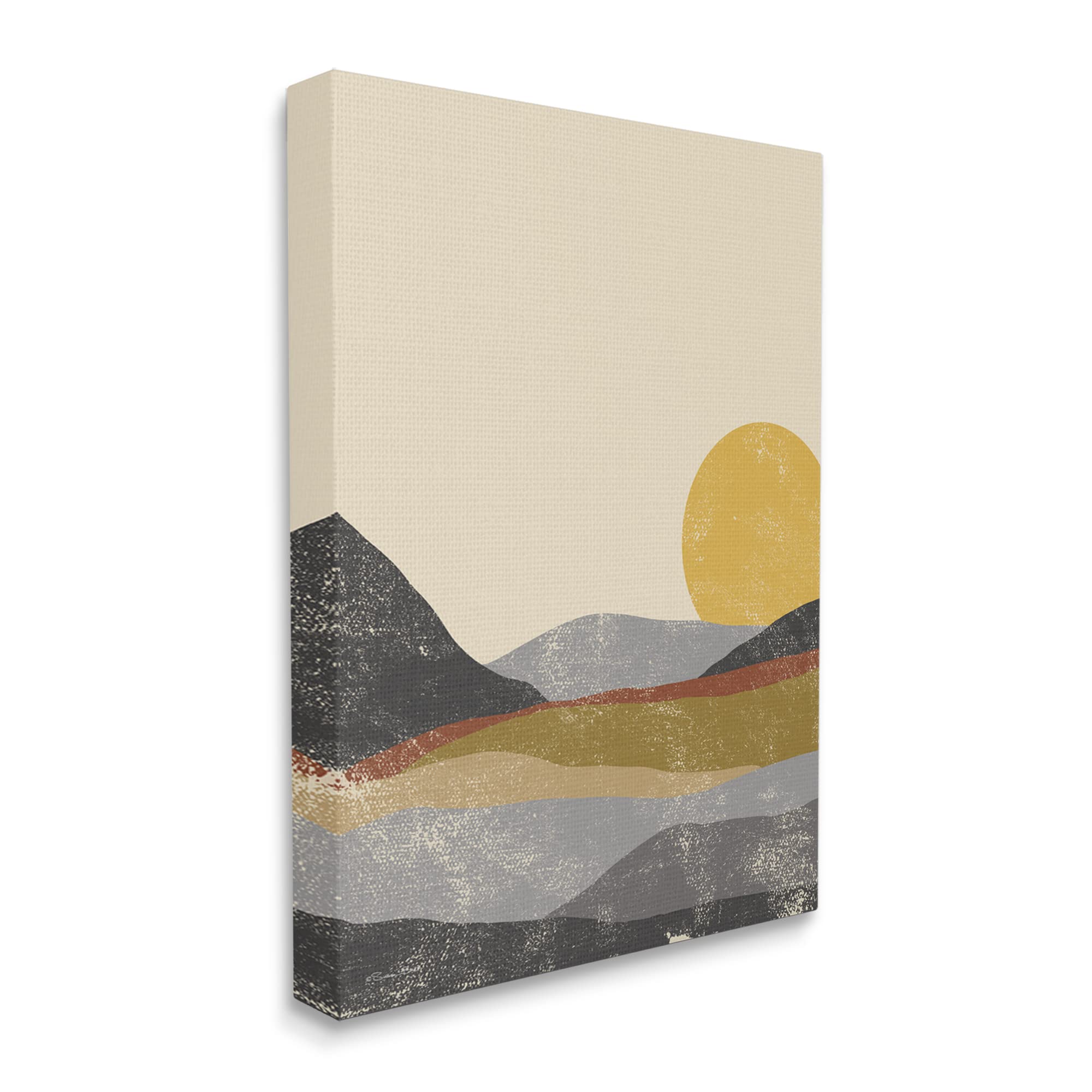 Stupell Industries Sunrise Cliffs Modern Abstract Landscape Wall Art - Grunge Pattern Canvas Print by Susan Ball - Perfect for Living Room, Bedroom & Office Decor