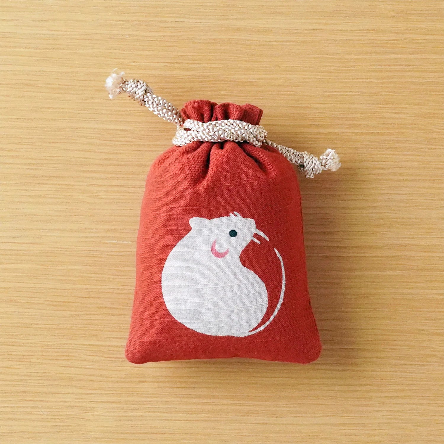 Katazome Small Rat Talisman Bag - Japanese Traditional Drawstring Pouch for Good Luck Charm | Perfect for Protection Amulet, Gift Giving & Cultural Collection