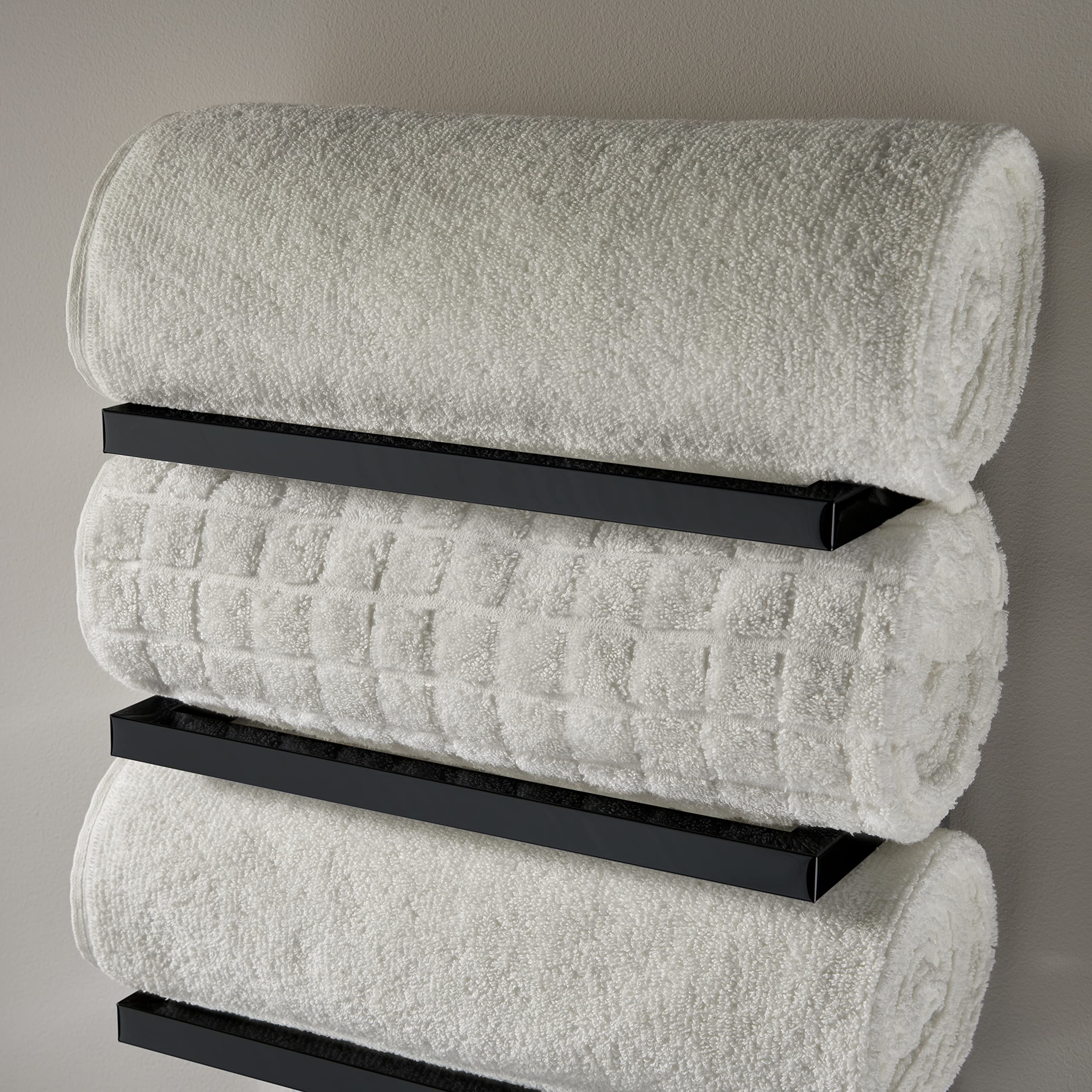 Premium Black Wall-Mounted Towel Holder - 31cm Width, 15cm Depth, 57cm Height - Bathroom & Kitchen Organization for Modern Homes
