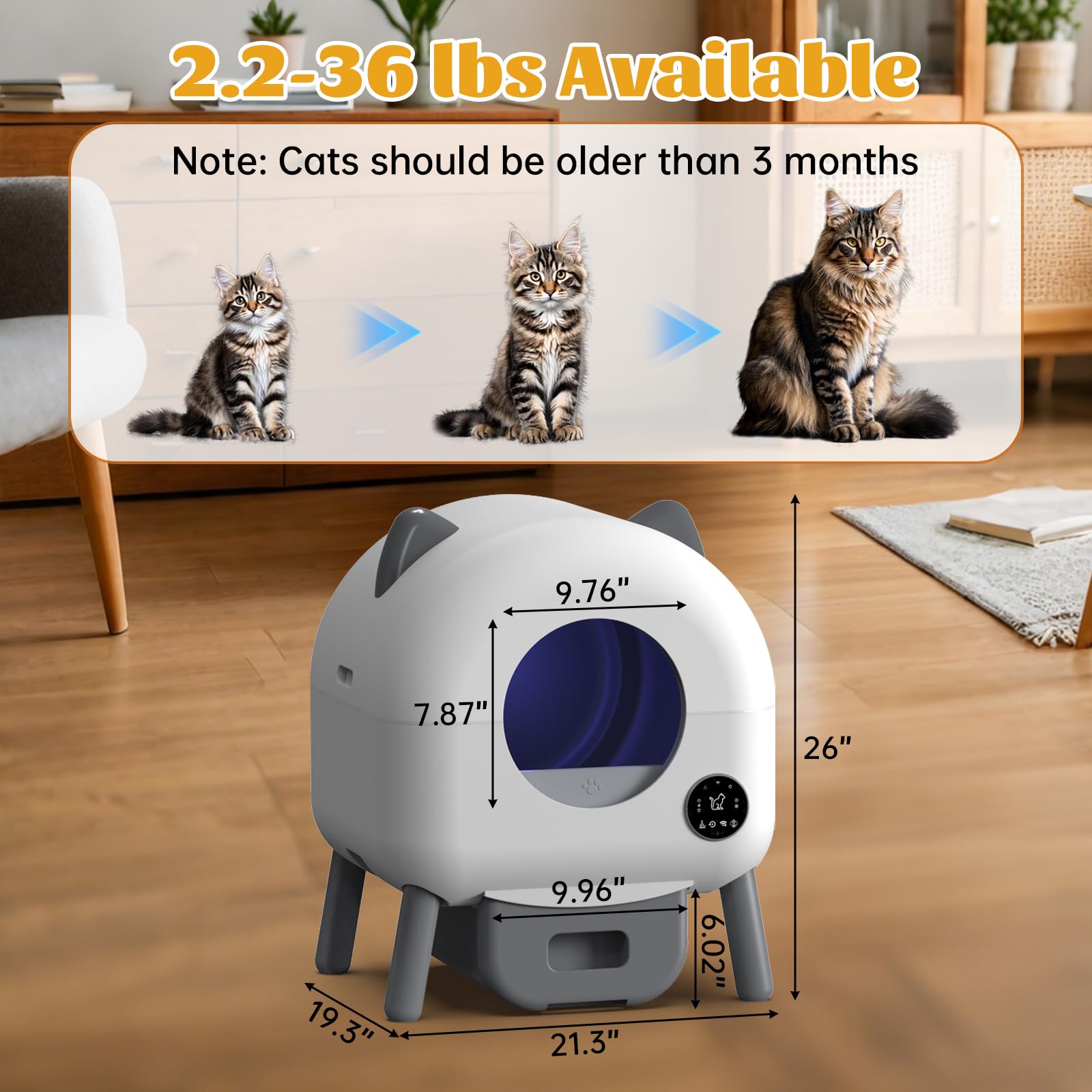 HIMIX Automatic Self-Cleaning Cat Litter Box with APP Control - Smart Robot Litter Box for Multiple Cats, Odor Elimination, 80L+21L Capacity (Includes 1 Trash Bag & Mat) - Perfect for Busy Pet Owners & Multi-Cat Households