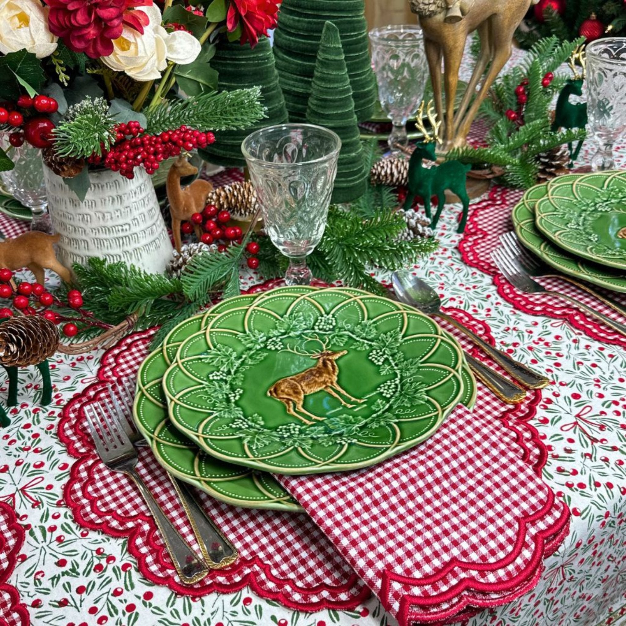 Bettina Red Gingham Napkins Set of 4 - Premium Cotton Kitchen Napkins for Dining, Parties, and Picnics