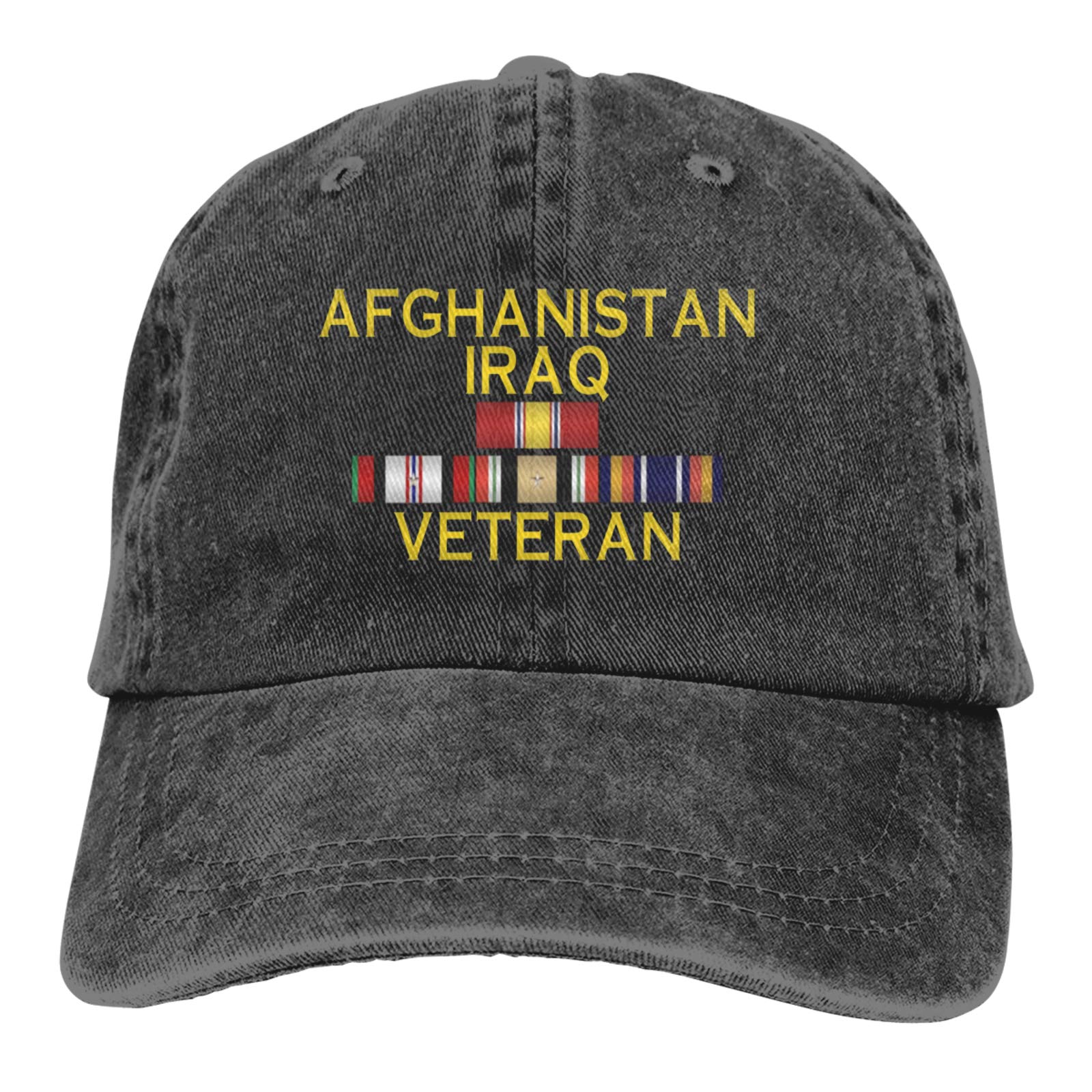 Veteran Cowboy Hat & Denim Dad Jeans - Military Baseball Cap for Afghanistan & Iraq Vets | Patriotic Casual Wear for Outdoor, Rodeo & Everyday Use