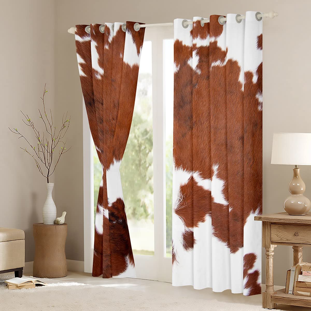Brown Cowhide Print Curtains 52