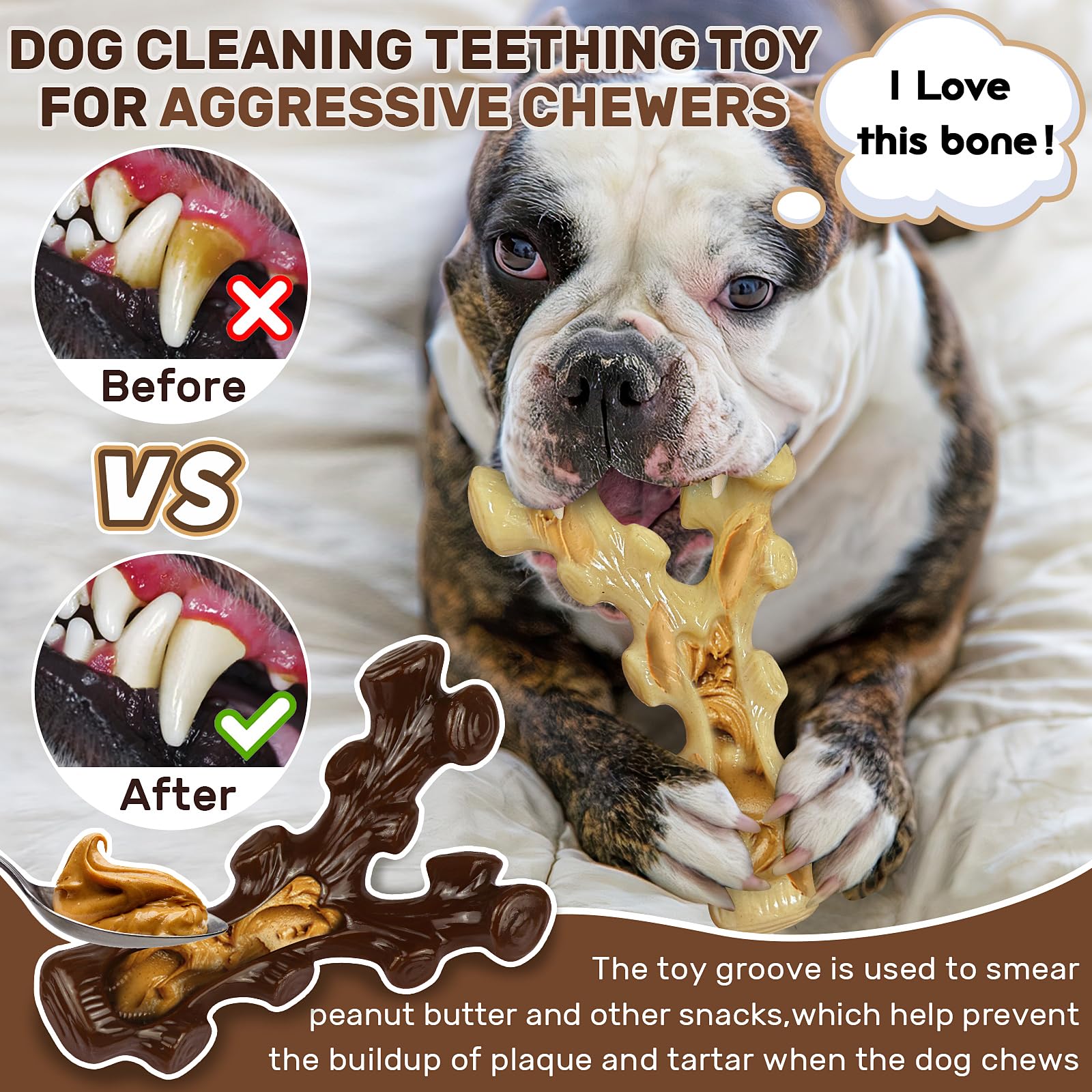 2 Pack Durable Dog Chew Toys for Aggressive Chewers - Tough Indestructible Chew Bones for Medium & Large Breed Dogs - Promotes Dental Health & Reduces Boredom - Perfect for Training, Teething & Playtime at Home or Outdoors
