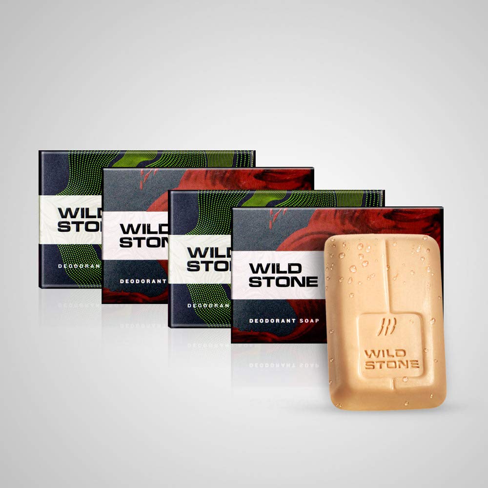 Wild Stone Men's Soap Combo (3+1) - 75g Each - Natural & Refreshing for Daily Skincare & Grooming - Perfect for Shower, Gym & Travel