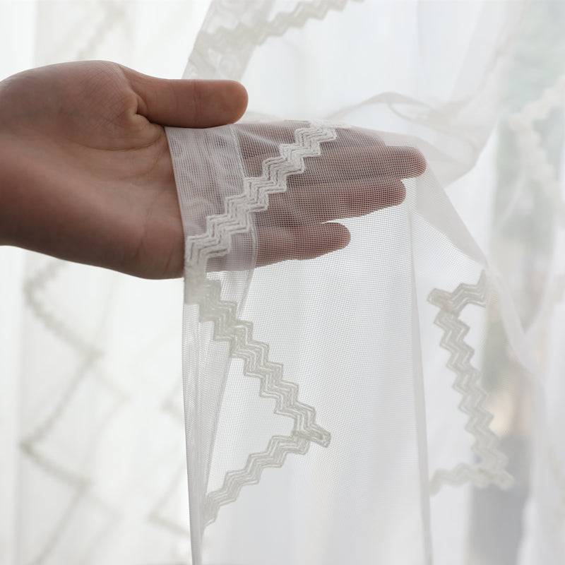 Aitana Airy Cotton White Sheer Custom Curtains & Drapes - Light Filtering Window Treatments for Living Room, Bedroom and Nursery