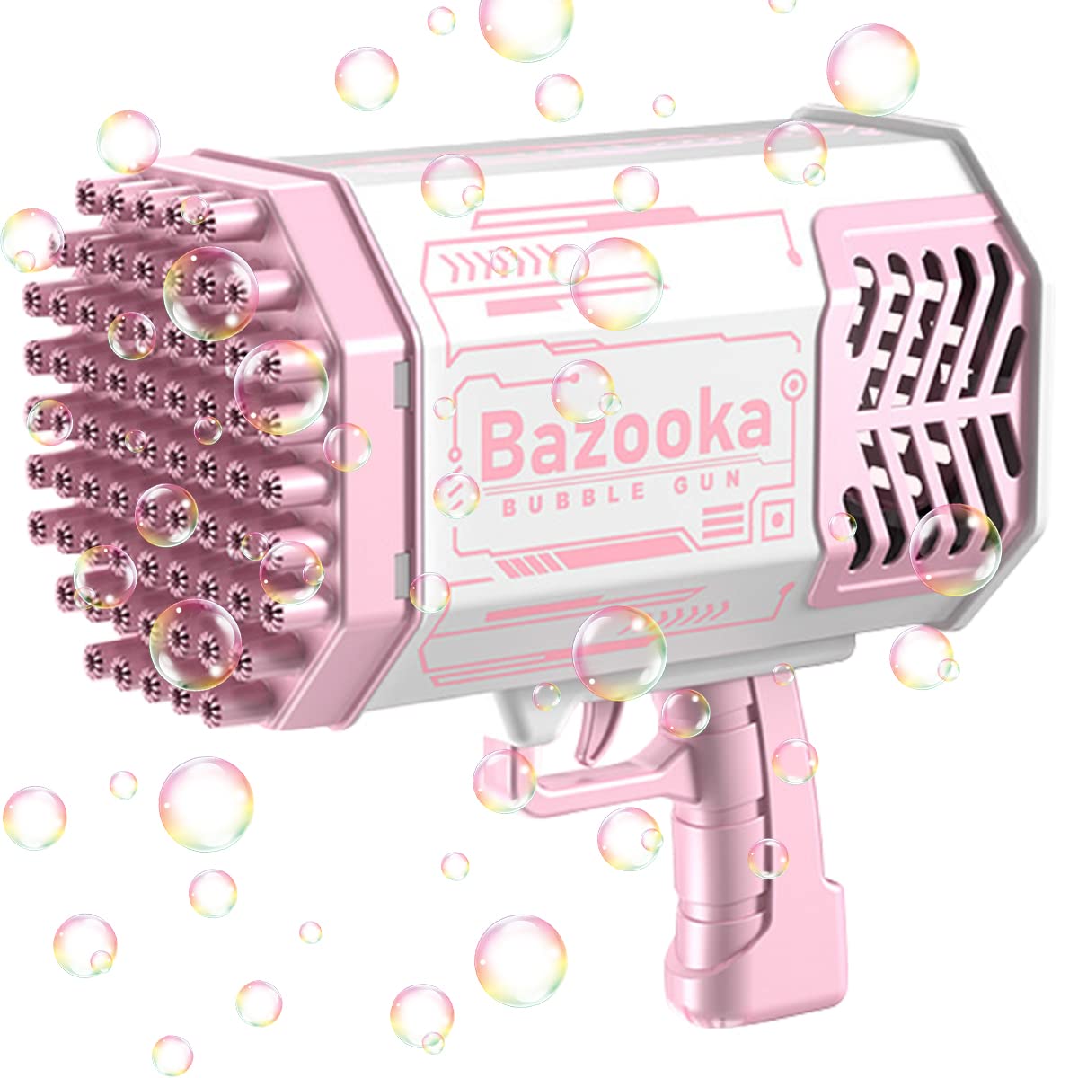 69 Holes Bubble Gun for Kids - Automatic Bubble Machine Toy with Phantom Light, Birthday Gift for Boys & Girls Ages 3+ (Pink) - Outdoor Play & Party Fun