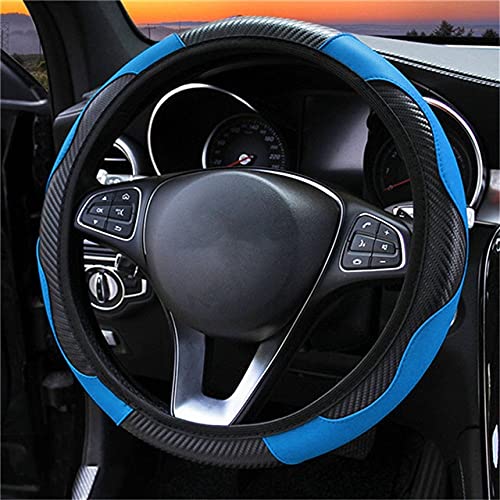 Breathable Anti-Slip PU Leather Steering Wheel Cover - 37-38cm Universal Fit for Cars, Trucks & SUVs - Enhances Grip & Comfort for Long Drives, Commuting & Road Trips
